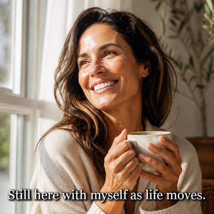 Many women spend years living slightly ahead of themselves internally.
Anticipating.
Preparing.
Tracking.
Remaining subtly alert to what needs attention next.
Even during moments of rest, the nervous system can remain partially engaged with responsibility, emotional monitoring, or future thinking.
Presence is not simply mindfulness in this context.
It is the gradual ability to remain connected to the body while life is unfolding, rather than constantly leaving ourselves internally to manage what comes next.
This can feel unfamiliar at first.
For some women, being fully present in the body brings awareness to exhaustion, emotion, grief, tension, or unmet needs that were previously overridden through momentum.
But presence also changes something important.
The nervous system begins learning it does not always need to stay externally orientated for safety or stability to exist.
And slowly, moments of life begin to feel inhabited again rather than simply managed.