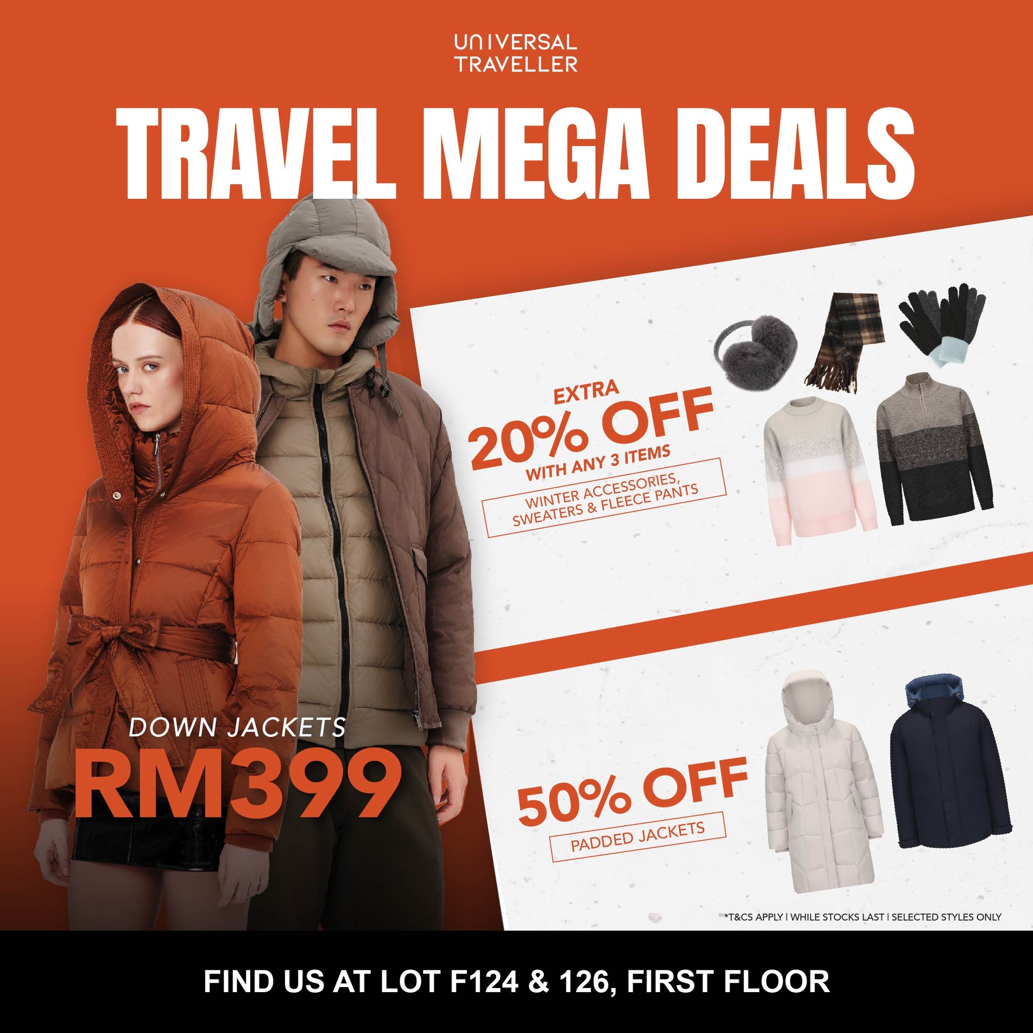 Travel Mega Deals ✈️
◾ Grab down jackets from RM399, enjoy an extra 20% OFF when you shop any 3 items
◾ Up to 50% OFF padded jackets
🗓️ 01.06.2026 - 30.06.2026
📍 Lot 132A
Selected styles only | T&Cs Apply.
#universaltraveller #thespringkch