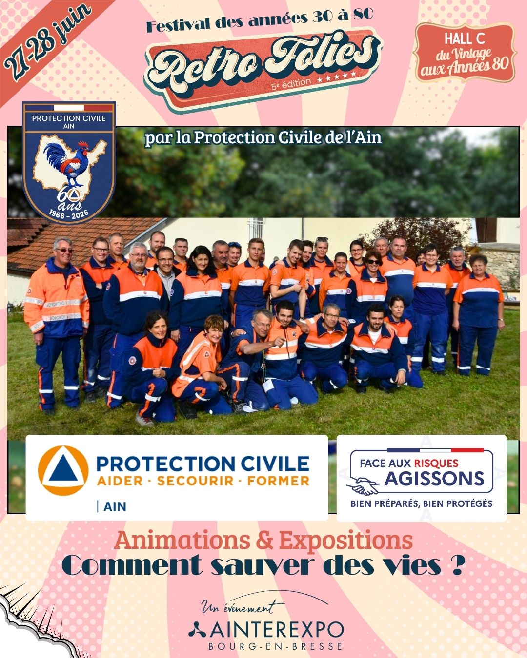 🚑❤️ Et si, le temps d’un week-end, on prenait aussi le temps d’apprendre les gestes qui peuvent sauver une vie ?
À Retro Folies à l’occasion de leur 60 ans, la @protection_civile_01 vous propose une immersion à la fois ludique, historique et citoyenne autour des secours d’hier et d’aujourd’hui.
🩺 Entre matériels anciens, équipements modernes et démonstrations, venez découvrir comment les techniques de secours ont évolué au fil des générations.
𝐀𝐮 𝐩𝐫𝐨𝐠𝐫𝐚𝐦𝐦𝐞 :
⏱️ Challenge de 60 minutes en relais massage cardiaque
🚑 Stand de reconstitution “avant / maintenant”
🎁 Tombola et animations tout au long du week-end
Un espace de partage et de sensibilisation où chacun peut tester, apprendre et échanger dans une ambiance conviviale ❤️
📍 À vivre pendant Retro Folies à Ainterexpo, Bourg-en-Bresse
#RetroFolies #ProtectionCivile #GestesQuiSauvent #Secourisme #Patrimoine #FestivalRetro #BourgenBresse #Animations #Solidarite #VintageVibes #FNPC #PréfecturedelAin #SDIS01 #Gendarmerie01 #APC01