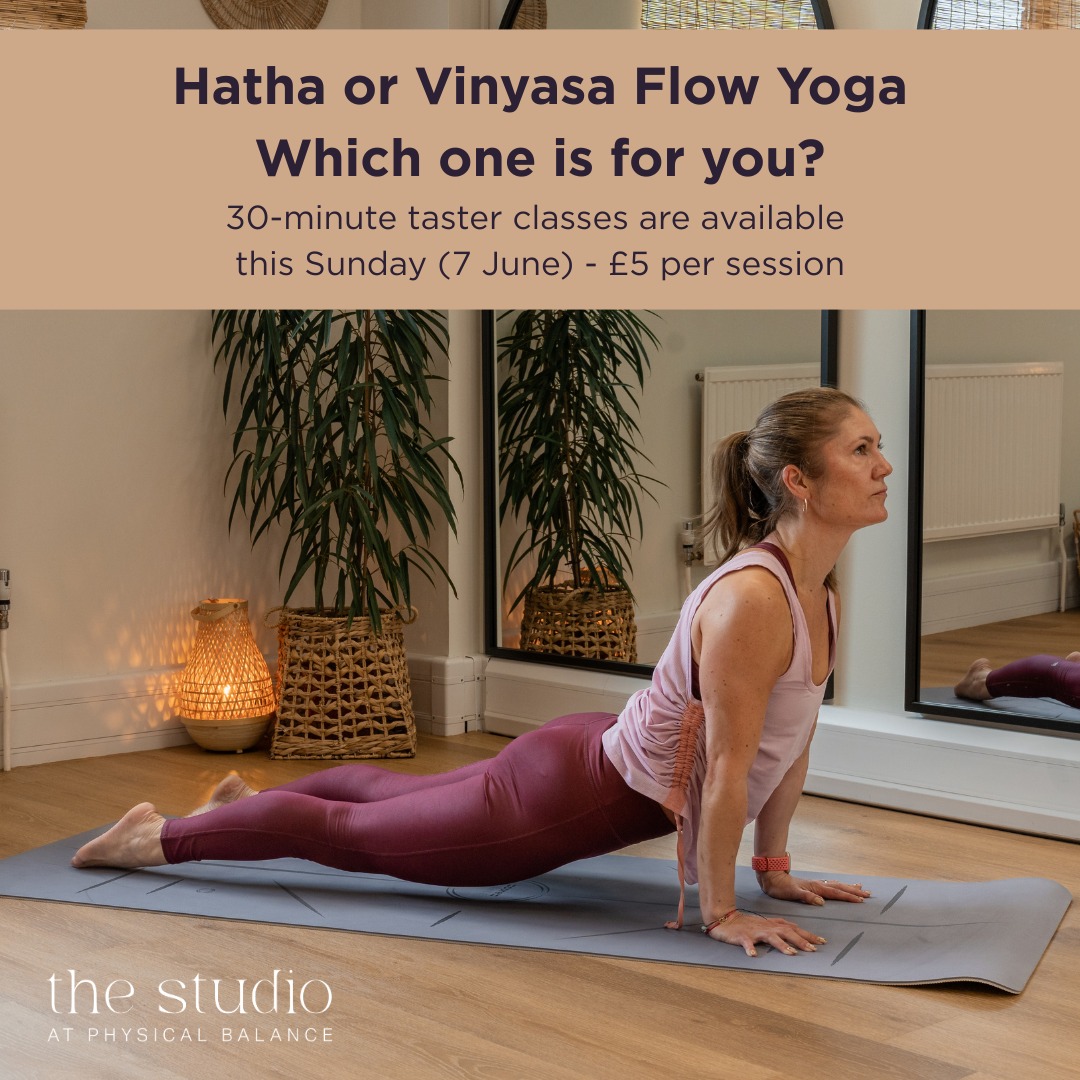 Studio Open Day - Yoga Taster Classes – just £5!
Thinking about trying yoga but not sure where to start? Join us this Sunday for one of our £5 taster classes and discover the style that suits you best.
✨ Hatha Yoga
Choose Hatha if you:
• Prefer a slower pace
• Are newer to yoga
• Want more time in each posture
• Enjoy a calm, grounding practice
✨ Vinyasa Flow
Choose Vinyasa if you:
• Enjoy movement and flow
• Like a more energetic practice
• Want to build strength and heat
• Prefer variety and dynamic sequencing
Both styles help improve strength, mobility, balance and overall wellbeing - it simply depends on the experience you're looking for.
Whether you're completely new to yoga or looking to try something different, our taster sessions are the perfect opportunity to explore, move and unwind.
💷 Only £5 per class
📅 This Sunday
To book, just visit our website (link in our bio) or call us on 01256 770022 and we'll be happy to help 😊