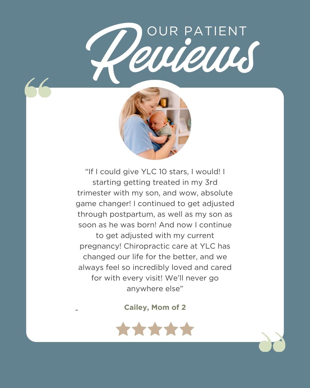 ✨ One of the greatest compliments we can receive is when a family chooses to continue care through every season.
Pregnancy. Postpartum. New babies. Growing families. And then doing it all over again. 💛
We believe chiropractic care isn't just about getting through symptoms. It's about helping your body adapt, heal, and function at its best through life's biggest transitions.
To this sweet mama, thank you for trusting us through multiple chapters of your story. Watching families grow and thrive is one of the greatest gifts of what we do.
And if we could give you 10 stars right back, we would. ⭐️
#YoungLifeChiropractic #FamilyWellness #PregnancySupport #FourthTrimester #PediatricChiropractic #HealthyFamilies #NervousSystemFocused #WebsterTechnique #PregnancyJourney #PostpartumRecovery #ServingAllStagesOfLife
