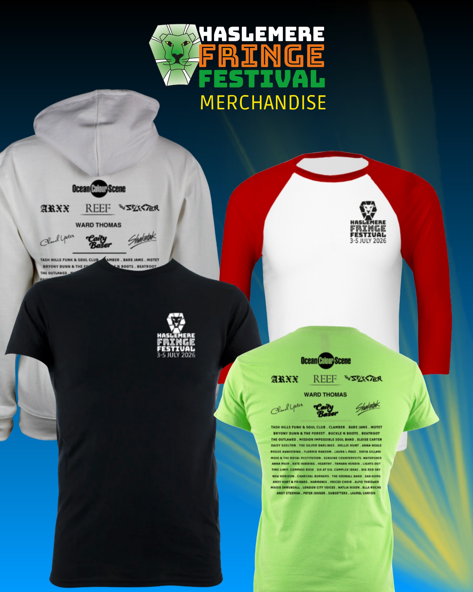 Get festival-ready with the new Haslemere Fringe 2026 Merch! 🎉
Grab our comfy t-shirts, cosy hoodies, and handy tote bags all available online now!
Wear the Fringe. Share the vibe.
Shop now ➡️ haslemerefringe.co.uk/merchandise
#HaslemereFringe #festivalmerch #bandtees #haslemere