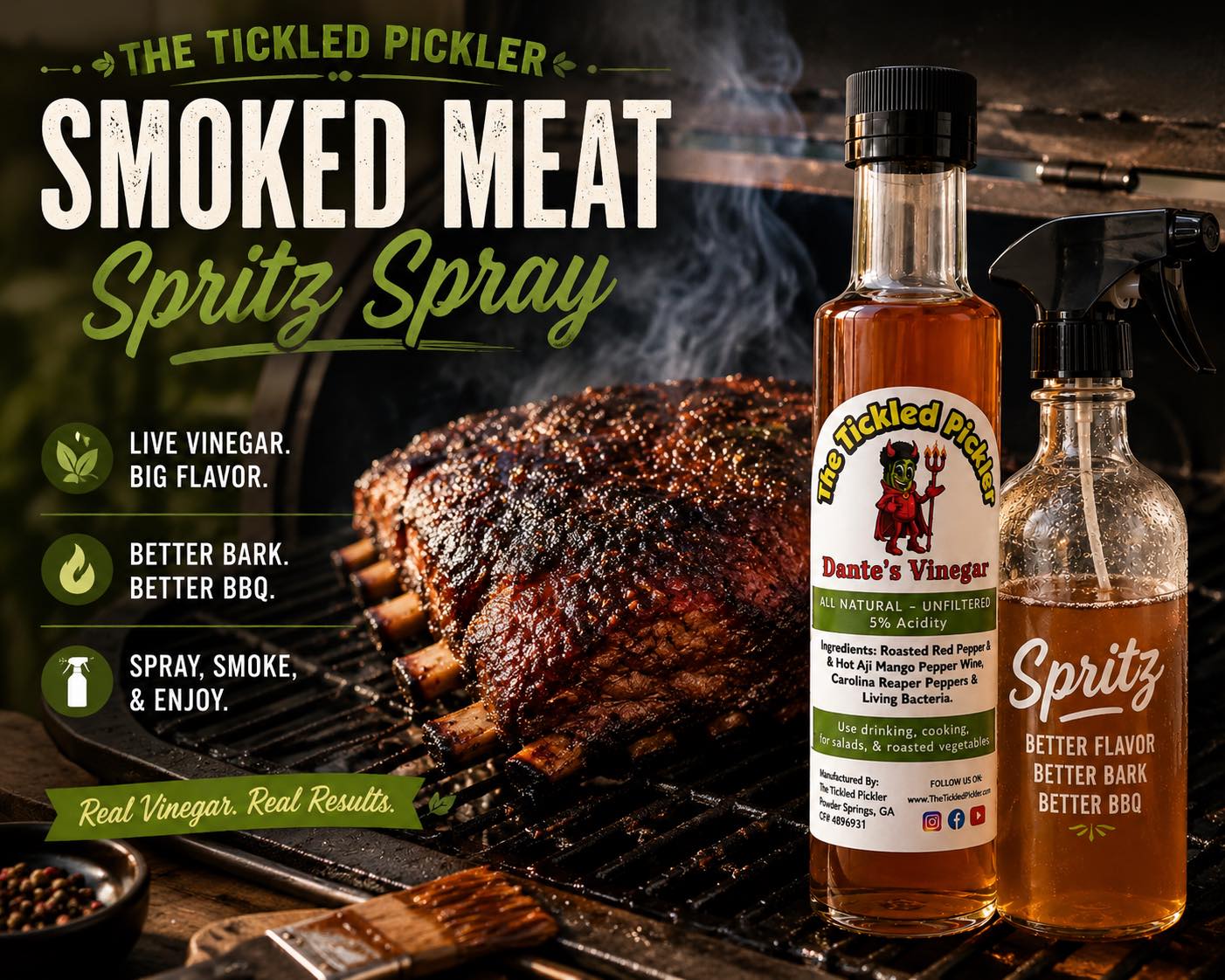🔥 SMOKERS FIRED UP? We’ve got a new recipe for you 🔥
Did you know vinegar sprays are one of the secrets many pitmasters use during long cooks?
We just dropped our Tickled Pickler Smoked Meat Spritz Spray Recipe — a simple recipe using live vinegar that helps add flavor, balance rich meats, and create bark worth showing off 😎
🥩 Great for brisket
🍖 Amazing on ribs
🐖 Perfect for pork shoulder
🔥 Works with whatever meat obsession currently has control of your weekend
The recipe is simple:
✅ Live vinegar
✅ Big flavor
✅ Smoke + bark goodness
✅ Questionable levels of opening the smoker just to admire your meat
Whether you’re smoking low-and-slow or experimenting with something new, this one deserves a spot next to your grill.
Who else immediately starts planning a cookout after seeing smoked meat? 👇
https://www.thetickledpickler.com/post/why-pitmasters-reach-for-vinegar-sprays-and-why-we-reach-for-live-vinegar
#BBQ #SmokedMeat #Pitmaster #Barbecue #SmokingMeat #Brisket #Ribs #PorkShoulder #BBQLovers #LiveVinegar #TheTickledPickler #GrillingSeason #turningblandintogrand