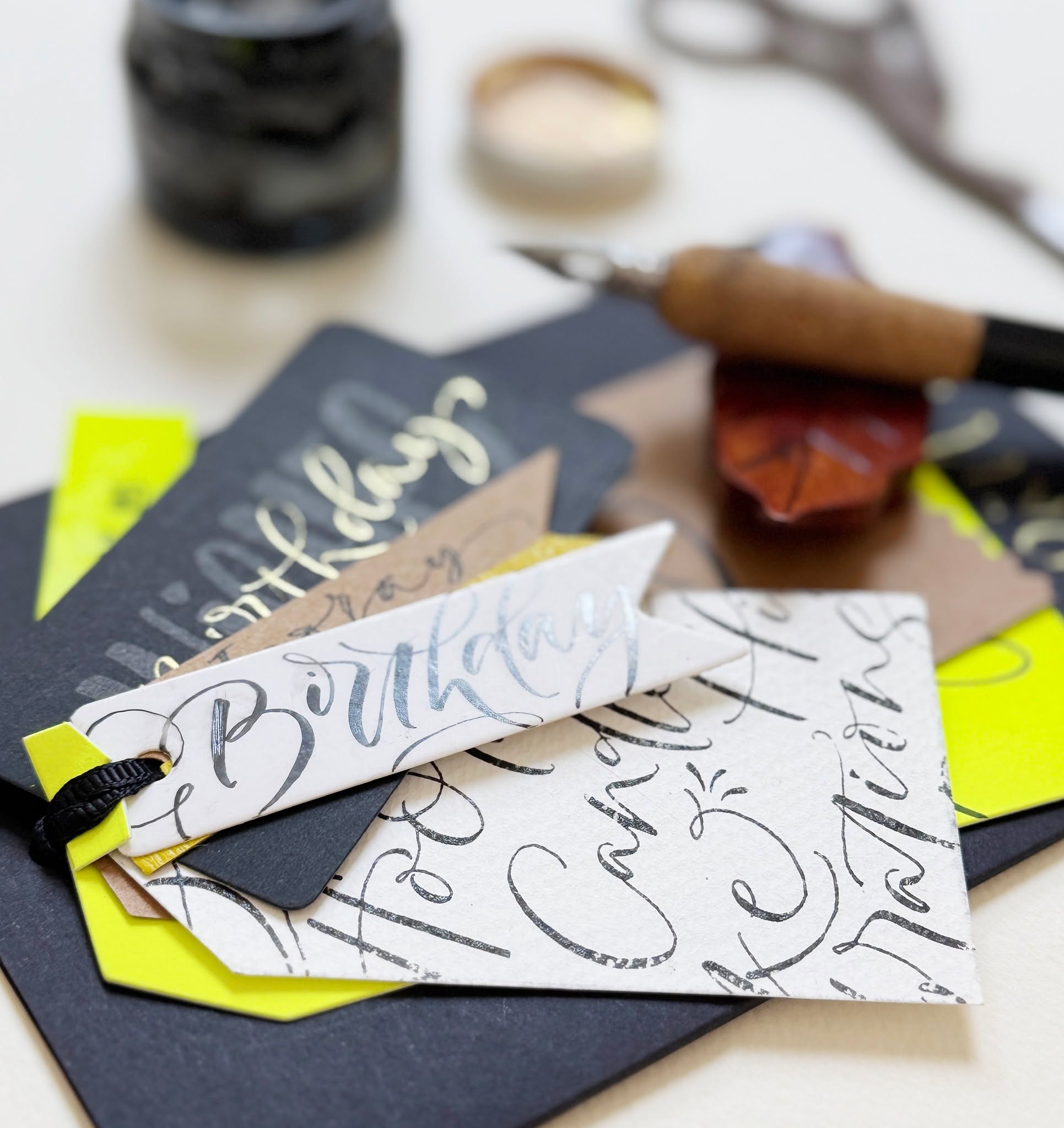 Design cards that feel truly personal ✨
Join Rosie for a 3-week online Calligraphic Card Design course and learn how to turn your lettering into beautiful greeting cards full of style, flourish and personality.
From layered layouts and off-the-edge designs to writing with paint on dark and Kraft cards, you’ll explore creative techniques that make your cards stand out — all from the comfort of home.
🖋 Thursdays from 11 June
🕖 7–9pm on Zoom
📦 Full kit, worksheets & recordings included
💬 WhatsApp group for inspiration & support
£139
Perfect for anyone wanting to take their calligraphy beyond the page and create cards people will want to keep forever.
#calligraphyworkshops #cardmakingideas