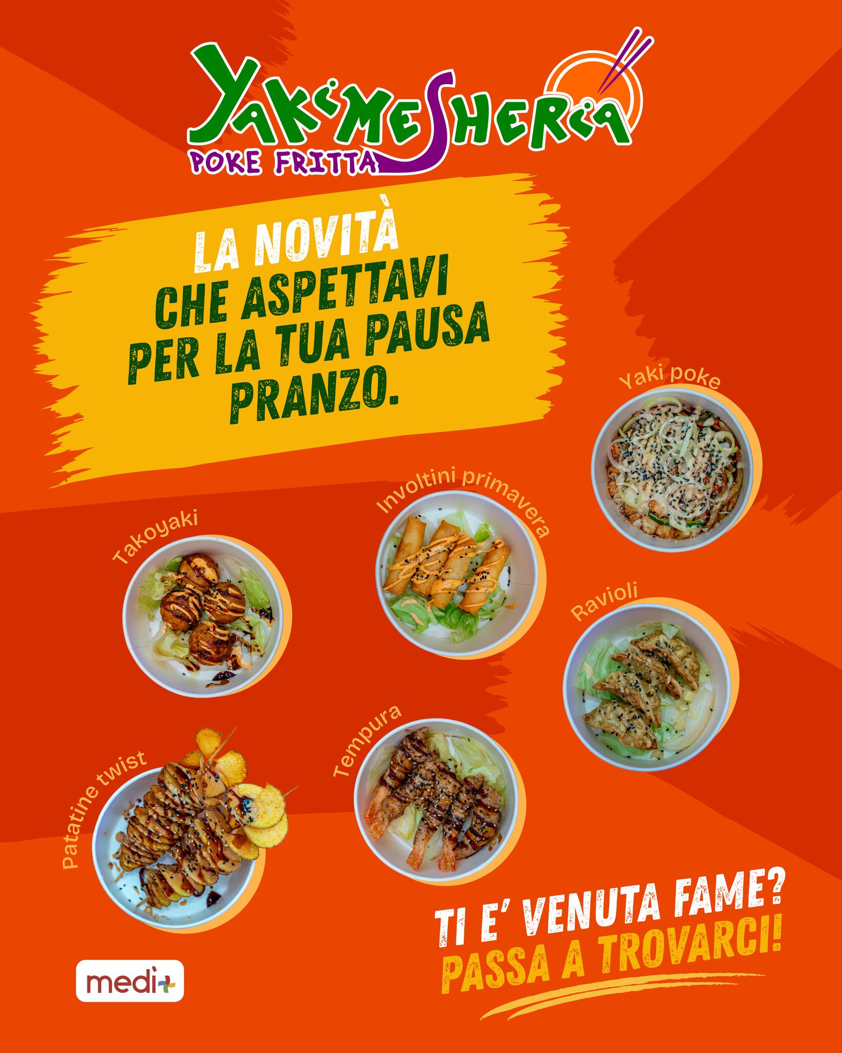 TI È VENUTA FAME? PASSA A TROVARCI! 😋👇
La nostra idea di pausa pranzo perfetta si chiama Yakimesheria! Una ventata di novità e gusto croccante ti aspetta al Centro Medì con tantissime specialità tutte da provare:
• Yaki poke ricca e saporita 🫕
• Ravioli e Involtini primavera perfetti da condividere (o mangiare tutti da soli!) 🥟
• Sfiziosissimi Takoyaki e Patatine twist 🌀
• Una squisita Tempura 🍤
Non perdere tempo con il solito pranzo noioso. Regalati una pausa ricca di sapore e croccantezza! 💥
📍 Ti aspettiamo da Yakimesheria al Medì!
#Yakimesheria #PokeFritta #CentroMedì