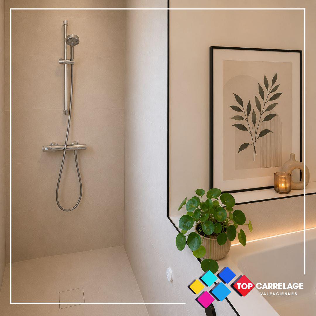 ✨ Nouvelle réalisation client ✨
Un grand merci à M. et Mme F. pour leur confiance et leur fidélité.
Nous vous présentons aujourd’hui leur nouvelle salle de bain, sublimée par de douces tonalités de blanc cassé et de beige qui créent une atmosphère chaleureuse, élégante et intemporelle. Le tout est mis en valeur par de fins profilés noirs qui apportent du caractère et soulignent harmonieusement les différentes surfaces.
Envie d’inspiration pour votre projet ? Venez découvrir notre showroom et explorez nos différentes ambiances, mises en situation et collections soigneusement sélectionnées pour vous aider à imaginer votre futur intérieur.
📍 Top Carrelage Valenciennes vous accompagne dans tous vos projets de rénovation et d’aménagement.
#topcarrelagevalenciennes #salledebain #renovations #carrelage #decorationinterieur #inspirationmaison #amenagementinterieur