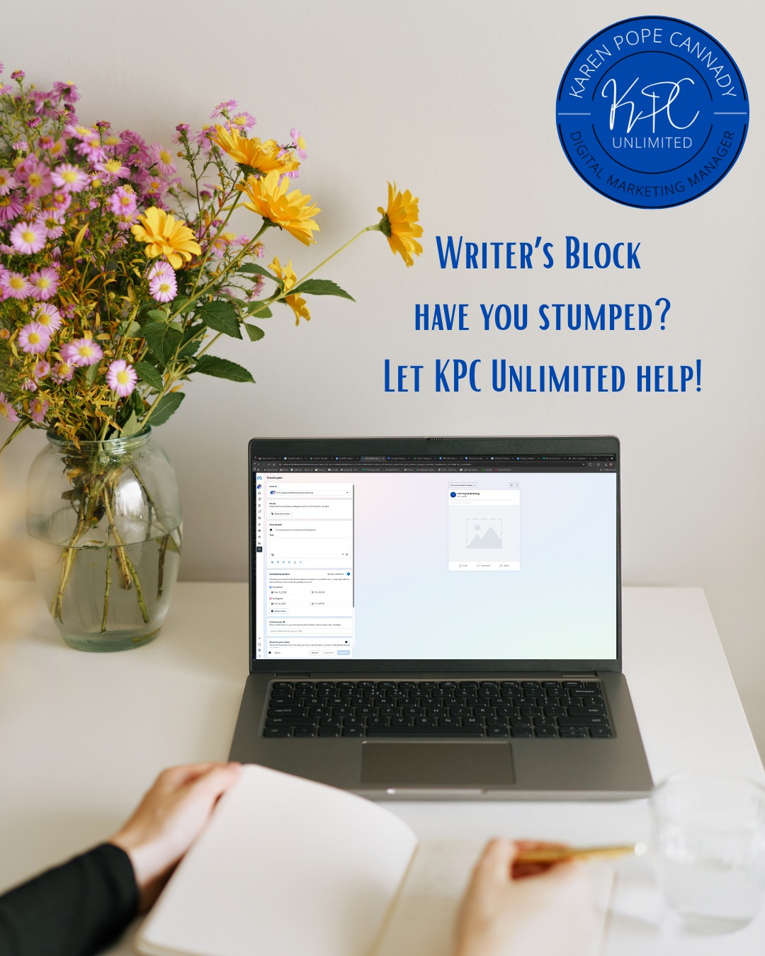 Staring at a blank cursor? Creative fatigue is a common hurdle for every small business owner.
Between managing operations and serving clients, finding time for creative content is tough. KPC Unlimited is here to bridge that gap with professional content writing and social media management. We keep your brand consistent and warm, even when you are out of words!
Contact us now to let KPC Unlimited help get you back to your business.
karen@kpc-unlimited.com