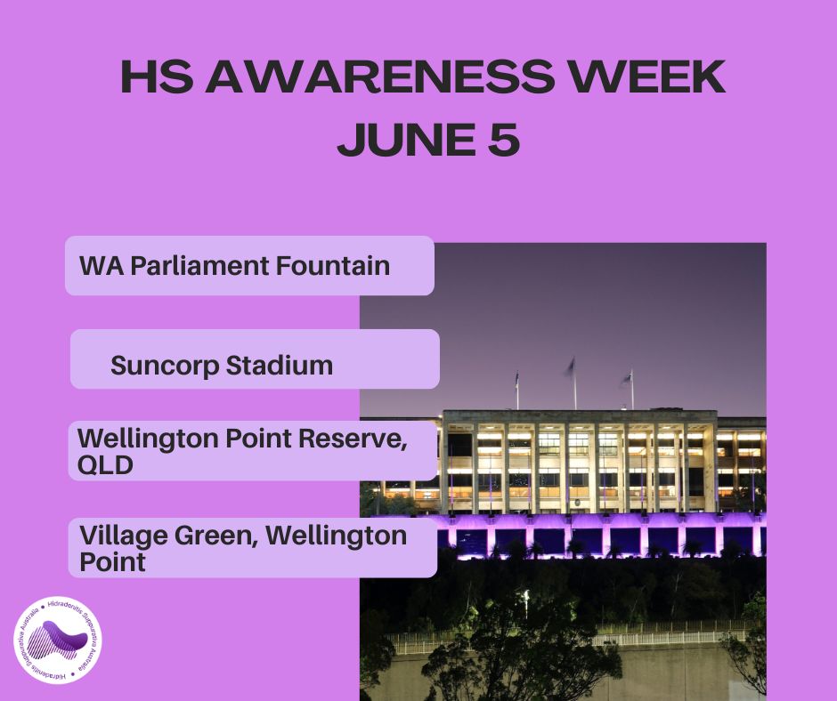 💜 It's Friday, but HS Awareness Week isn't over yet! 💜
Landmarks across Australia are still shining purple to support people living with
Hidradenitis Suppurativa.
Help us finish the week strong by sharing a photo, telling a friend about HS, or simply showing your support online.
Every conversation helps and our voices are our greatest advocacy tool.
#Illuminate4HS #HSAustralia #PurpleForHS #AdvocacyInAction #HSAwareness #HSWarrior