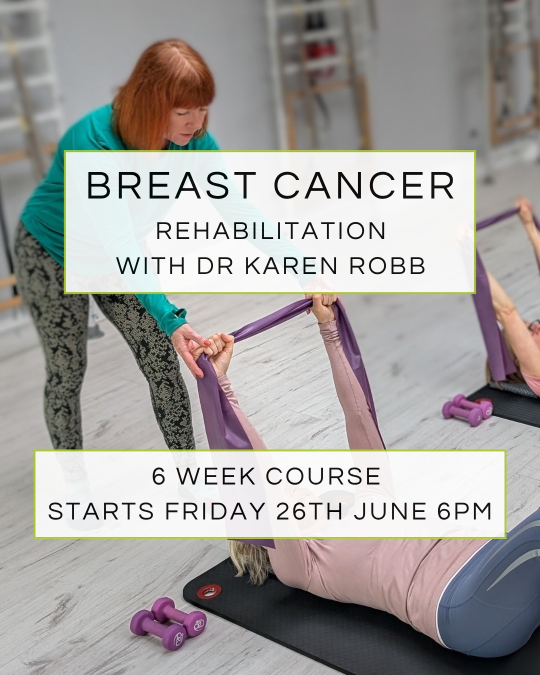 Being diagnosed with Breast Cancer is indescribable. When I was diagnosed with early stage Breast Cancer back in 2022 my head was spinning. Was this the end? How would my husband cope? How would we tell our children? How could he take care of me AND the children AND run our Pilates Studio single handedly? The last thing on my mind at that point was having to navigate the life altering effects of the forthcoming treatment and surgery and struggle with the effects for years to come.
At My Pilates Fix Studios we are introducing Breast Cancer rehabilitation courses, to support women going through their experience of Breast Cancer. Within a small group of 6 participants, specialist Cancer Rehabilitation Physiotherapist Dr Karen Robb will take you through safe movement and strengthening, breathwork, side effect mitigation, mindfulness and fatigue management. Within this safe and supportive environment you will have the space to ask questions and share experiences. These courses are designed to support recovery and wellbeing, either before, during and/or after treatment. Our next course will run for 6 consecutive Fridays at 6pm from 26th June. Details can be found via our website.
#breastcancerrehabilitation #lymphoedema #mastectomyrecovery #lymphnode #lymphoedemaawareness #Cancertherapies #cancerrecovery #cancertherapies #breastcancersupport #keepitlocalhavering