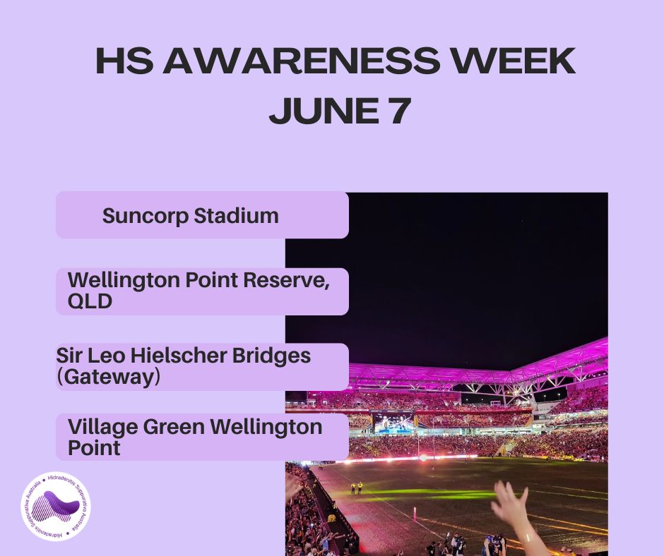 💜 Thank You, Australia 💜
As HS Awareness Week comes to a close, we're incredibly grateful to every landmark, organisation, supporter, volunteer, healthcare professional, advocate, and community member who helped light up the country purple.
Every photo shared, every conversation started, and every purple light has helped bring greater awareness to Hidradenitis Suppurativa.
Together, we've made HS a little more visible. Thank you for helping us shine a light on HS. 💜
The week may be ending but the work continues all year. Keep connected for upcoming events, workshops and opportunities to help create change in the HS community.
Remember our scavenger hunt continues all June so get creating, exploring and finding those purple items.
#Illuminate4HS #HSAustralia #PurpleForHS #AdvocacyInAction #HSAwareness #HSWarrior #Adventure #HSWontHoldMeBack #Scavenger Hunt