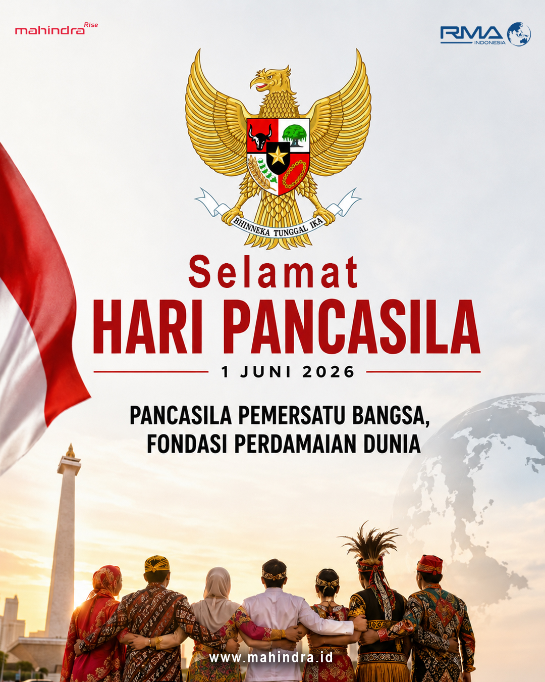 Selamat Hari Lahir Pancasila 1 Juni 2026
Mari kita perkokoh nilai nilai Pancasila dalam setiap langkah dan kehidupan, untuk Indonesia yang bersatu, berdaulat, adil, makmur dan sejahtera serta menjaga perdamaian dunia.
.
.
.
#harlahpancasila2026 #harlahpancasila #pancasila #MahindraScorpio #PikUpKeren #MahindraIndonesia #YourPartnerInSuccess #RMAIndonesia #mahindra4x4 #mining #plantation #farming #miningindonesia #minerals #coal #tambang #sobatenergi #ESDM #miningexpo #agriculture #agriculturelife #tipsandtrick #pertanian #perkebunan #pertambangan #fleet #fleetrental #rentalfleet #pickuprental