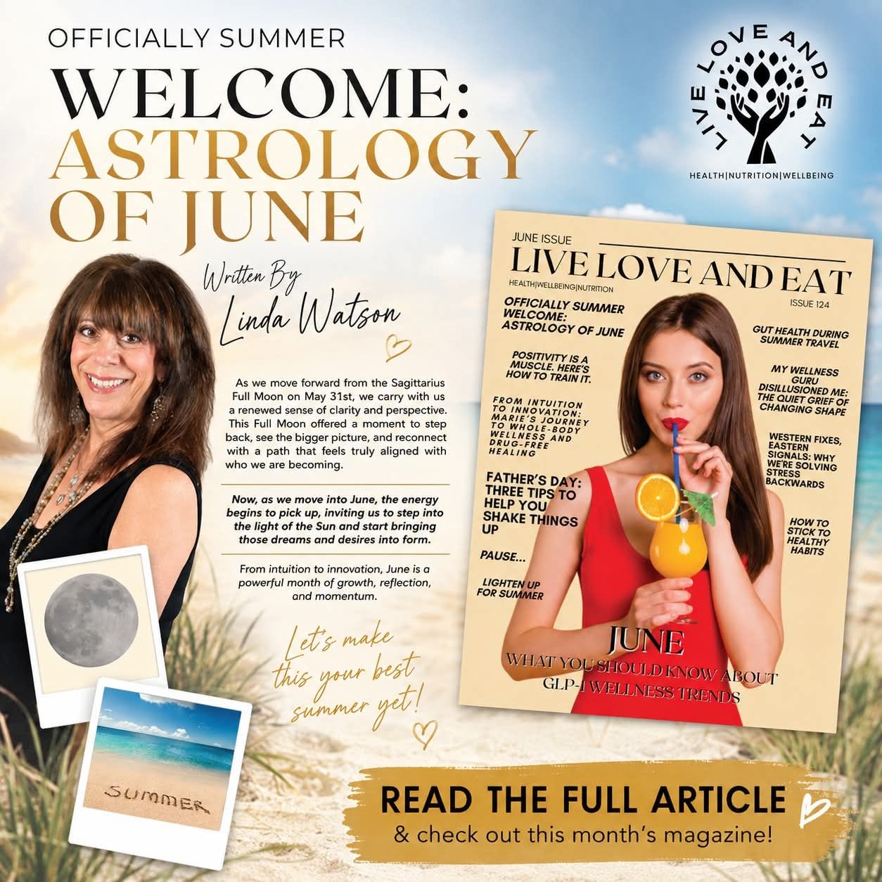 Read our latest article in our June issue of Live Love and Eat Magazine. Officially Summer Welcome: Astrology of June Written By Linda Elias-Watson
#astrology #horoscope #Summer