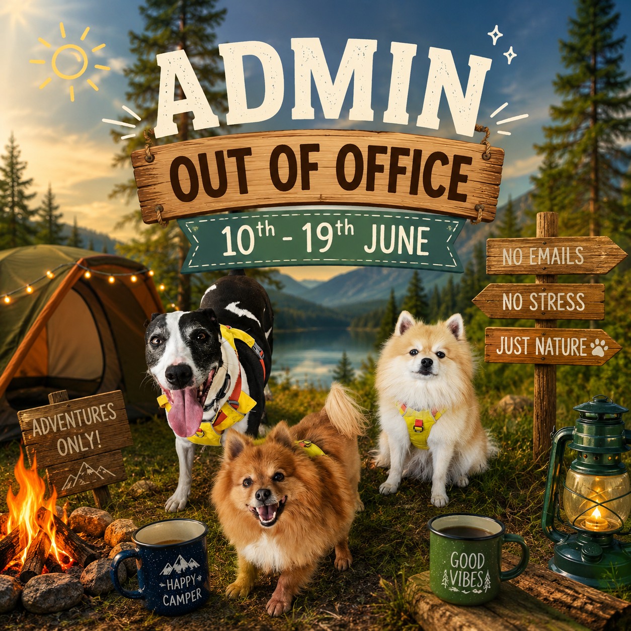 ποΈ Admin Out of Office
We're swapping emails for campfires and spreadsheets for scenic walks! π²β¨
From 10thβ19th June, admin responses will be limited while we enjoy a well-earned break with our mutts
πΆ All bookings will continue as normal with Alan and Quentin
π Messages and enquiries will be responded to as soon as possible on our return
π± Alan has the work phone for current customer emergencies
Thank you for your understanding while we recharge our batteries ready for a busy summer of adventures! βοΈπΎ