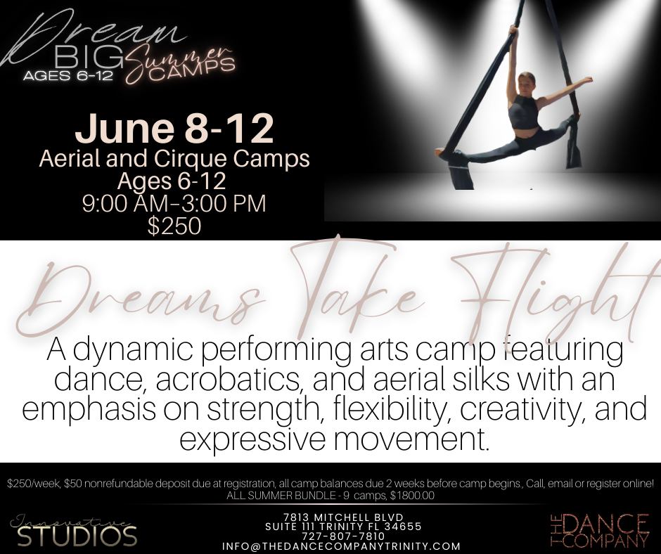 ✨ Watch them climb, fly, flip, and soar ✨
Our Aerial Silks & Cirque Arts Camp starts NEXT WEEK and it’s unlike anything else in the area. 💫
Dancers will explore:
🎪 Aerial silks & cirque arts
🤸 Acrobatics & tumbling skills
💪 Strength, flexibility & control
✨ Creative movement & performance
This high-energy week builds confidence, courage, artistry, and athleticism—all while giving kids an unforgettable summer experience.
Perfect for dancers, gymnasts, movers, and adventurous kids ready to try something exciting this summer ☀️
📍 The Dance Company Trinity
🗓 Starts Next Week
⚡ Spots are limited
🔗 Register now:
https://www.thedancecompanytrinity.com/summer-day-camps-ages-6-12