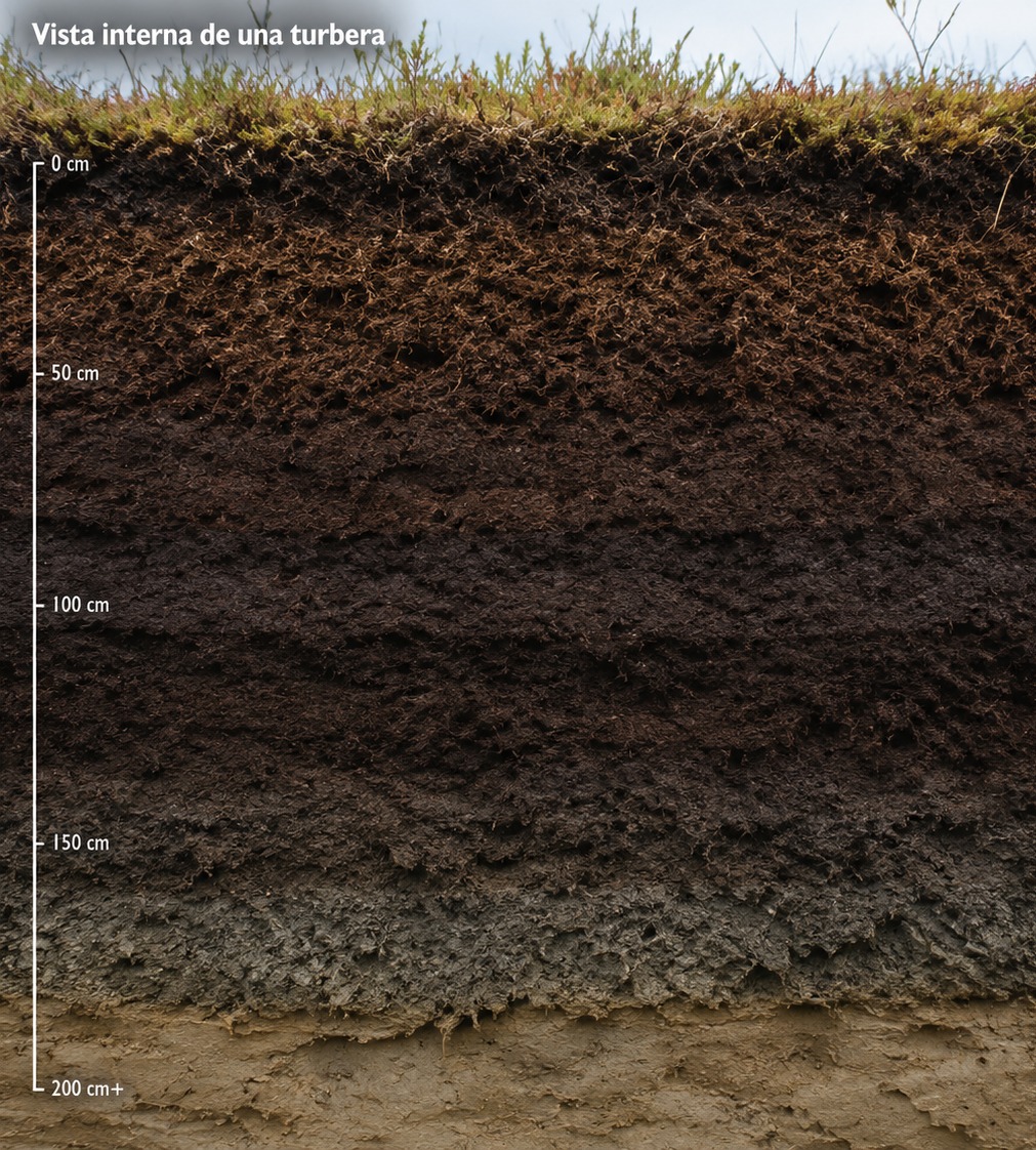 Las turberas presentan una estructura vertical compuesta por capas de materia orgánica acumulada bajo condiciones de saturación hídrica y baja disponibilidad de oxígeno. Esta estratificación refleja distintos grados de descomposición vegetal y almacenamiento de carbono.
Perfil general de una turbera:
🔹 0–10 cm: Capa viva formada por musgos Sphagnum y vegetación activa, capaz de retener grandes cantidades de agua.
🔹 10–50 cm: Turba poco descompuesta. Aún se distinguen fibras y restos vegetales.
🔹 50–100 cm: Turba moderadamente descompuesta, más compacta y oscura por la transformación progresiva de la materia orgánica.
🔹 100–150 cm: Turba muy descompuesta, rica en carbono y con poca estructura visible.
🔹 150–200 cm: Zona de transición donde la turba antigua comienza a mezclarse con sedimentos minerales.
🔹 Más de 200 cm: Sedimentos minerales que forman la base del ecosistema.
#Agua #Hidrología #Ciencia #Naturaleza #MedioAmbiente #NaturalezaViva #RitmoDelRio #capturaylibera #PatagoniaChile #PescaResponsable #CatchAndRelease #NaturalezaChilena #VidaSalvaje #Educacion #EducacionAmbiental #Turberas
.
.
.
.
.
.
.
.
.
.
Peatlands present a vertical structure composed of layers of organic matter accumulated under conditions of water saturation and low oxygen availability. This stratification reflects varying degrees of plant decomposition and carbon storage.
General profile of a peatland:
🔹 0–10 cm: Living layer formed by Sphagnum mosses and active vegetation, capable of retaining large amounts of water.
🔹 10–50 cm: Slightly decomposed peat. Fibers and plant remains are still distinguishable.
🔹 50–100 cm: Moderately decomposed peat, more compact and darker due to the progressive transformation of organic matter.
🔹 100–150 cm: Highly decomposed peat, rich in carbon and with little visible structure.
🔹 150–200 cm: Transition zone where ancient peat begins to mix with mineral sediments.
🔹 More than 200 cm: Mineral sediments forming the base of the ecosystem.
#FluidDynamics #WaterQuality #Limnology #EnvironmentalMonitoring #Water
#Hydrology #Science #Nature #Environment #Education #Ambiental #Environment