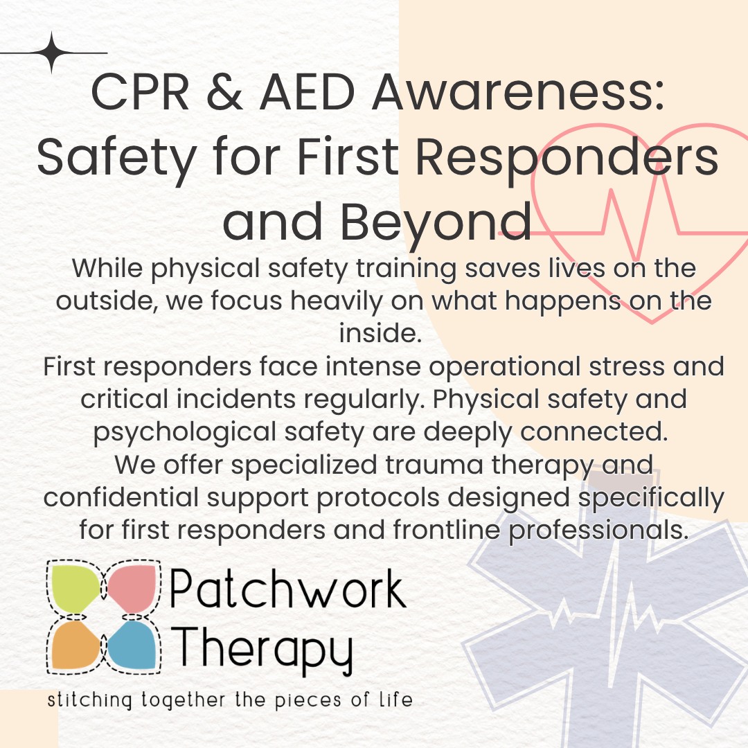 CPR & AED Awareness: Safety for First Responders and Beyond
It is CPR and AED Awareness Week, a key element of National Safety Month.
While physical safety training saves lives on the outside, we focus heavily on what happens on the inside.
First responders face intense operational stress and critical incidents regularly. Physical safety and psychological safety are deeply connected.
We offer specialized trauma therapy and confidential support protocols designed specifically for first responders and frontline professionals.
#NationalSafetyMonth #CPRAEDWeek #FirstResponderMentalHealth #FrontlineSupport #PsychologicalSafety