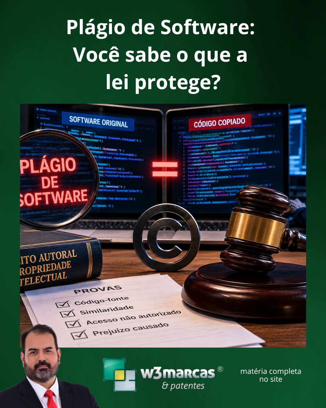 🚨 Seu software está realmente protegido?
Nem tudo em um sistema recebe proteção legal.
Embora o código-fonte seja protegido pela legislação brasileira, funcionalidades, algoritmos e algumas características visuais podem gerar discussões complexas na Justiça.
Em casos de plágio, a comprovação depende de provas técnicas, documentação adequada e, muitas vezes, de perícia especializada.
Por isso, proteger sua propriedade intelectual vai muito além de apenas desenvolver uma boa tecnologia.
📖 Quer entender o que a lei protege, como provar uma cópia indevida e quais medidas podem ser tomadas judicialmente?
➡️ Leia a matéria completa em nosso site:
https://www.w3marcasepatentes.com.br
#W3Marcas #PropriedadeIntelectual #RegistroDeSoftware #DireitoDigital #Tecnologia #Inovação #ProteçãoLegal #Software #Empreendedorismo #INPI #MarcasEPatentes #DesenvolvimentoDeSoftware #SegurançaJurídica #DireitosAutorais #PlágioDeSoftware