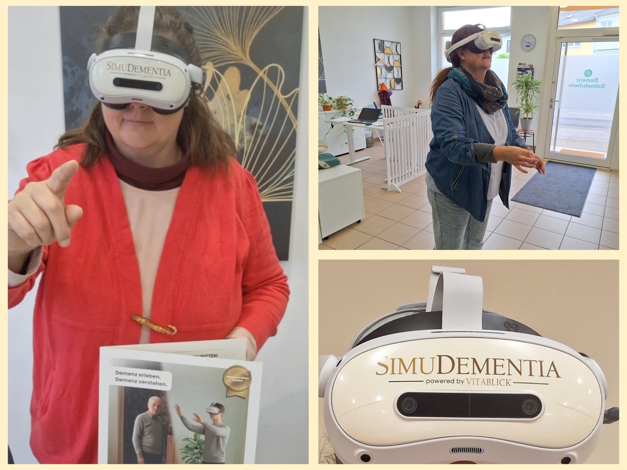 🥽🕶️👓Heute möchte ich mich ganz herzlich bei der Firma @VitaBlick für die bereits längere Testphase der VR-Brille SimuDementia bedanken. Es freut mich sehr, dass ich diese auch weiterhin in der Gedächtnis-Schmiede einsetzen darf.
Für alle Interessierten bedeutet das: Im Rahmen eines gebuchten Beratungstermins haben Sie die Möglichkeit, die VR-Brille selbst auszuprobieren und so einen besonderen Zugang zum Thema Demenz zu erhalten.
Die Anwendung ermöglicht es, sich in die Lebenswelt von Menschen mit Orientierungsstörungen und Vergesslichkeit hineinzuversetzen. In verschiedenen Szenarien werden Gefühle wie Hilflosigkeit, Überforderung sowie auch körperliche Einschränkungen erlebbar gemacht. Diese Erfahrung ergänzt meine Beratungsinhalte auf eine ganz besondere Weise.🥽🕶️👓