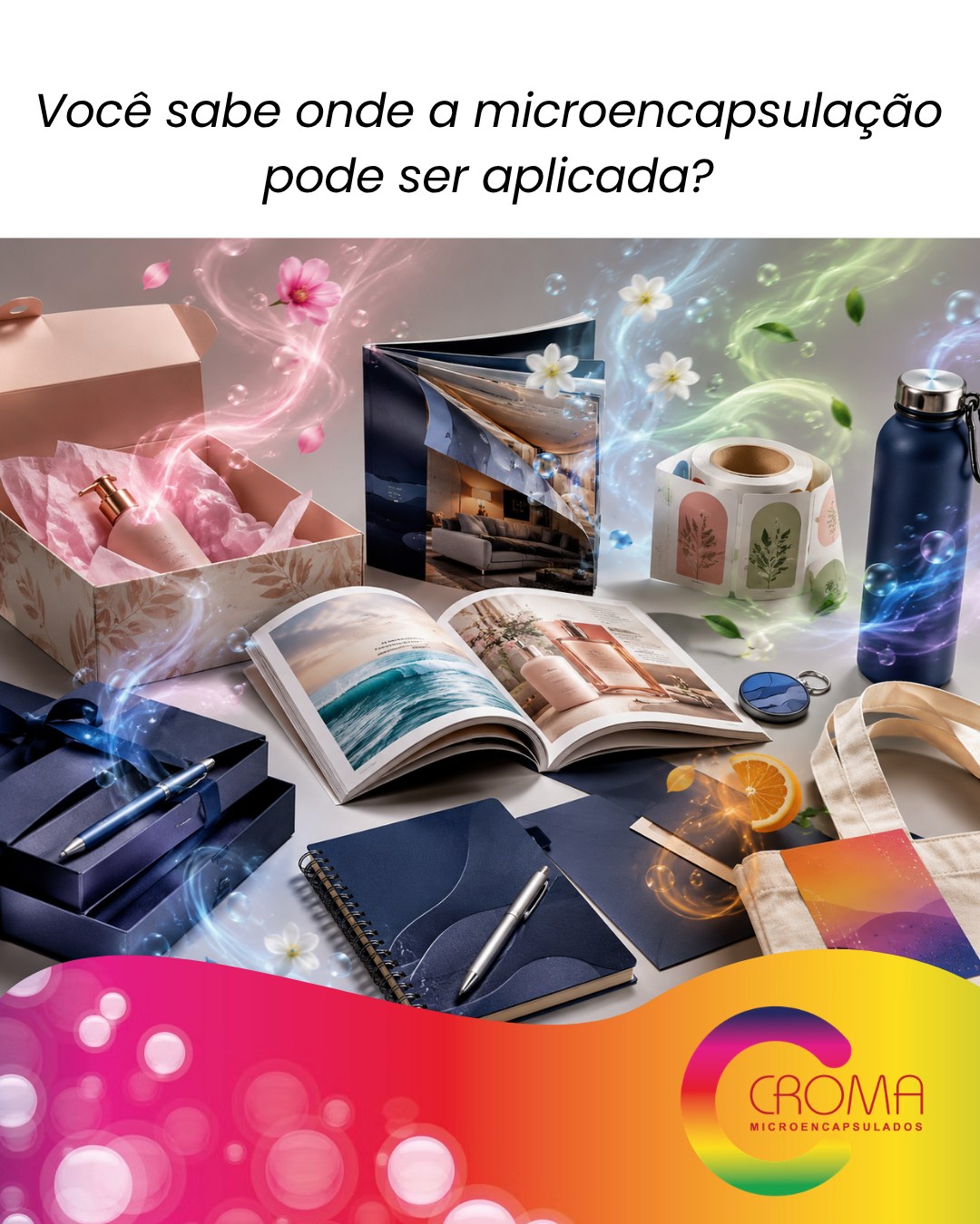 Muita gente conhece o papel perfumado, mas a tecnologia da microencapsulação vai muito além. Onde você aplicaria essa experiência?
• Embalagens
• Catálogos
• Revistas
• Etiquetas
• Brindes
• Papelaria corporativa
• Materiais promocionais
Conte para gente!