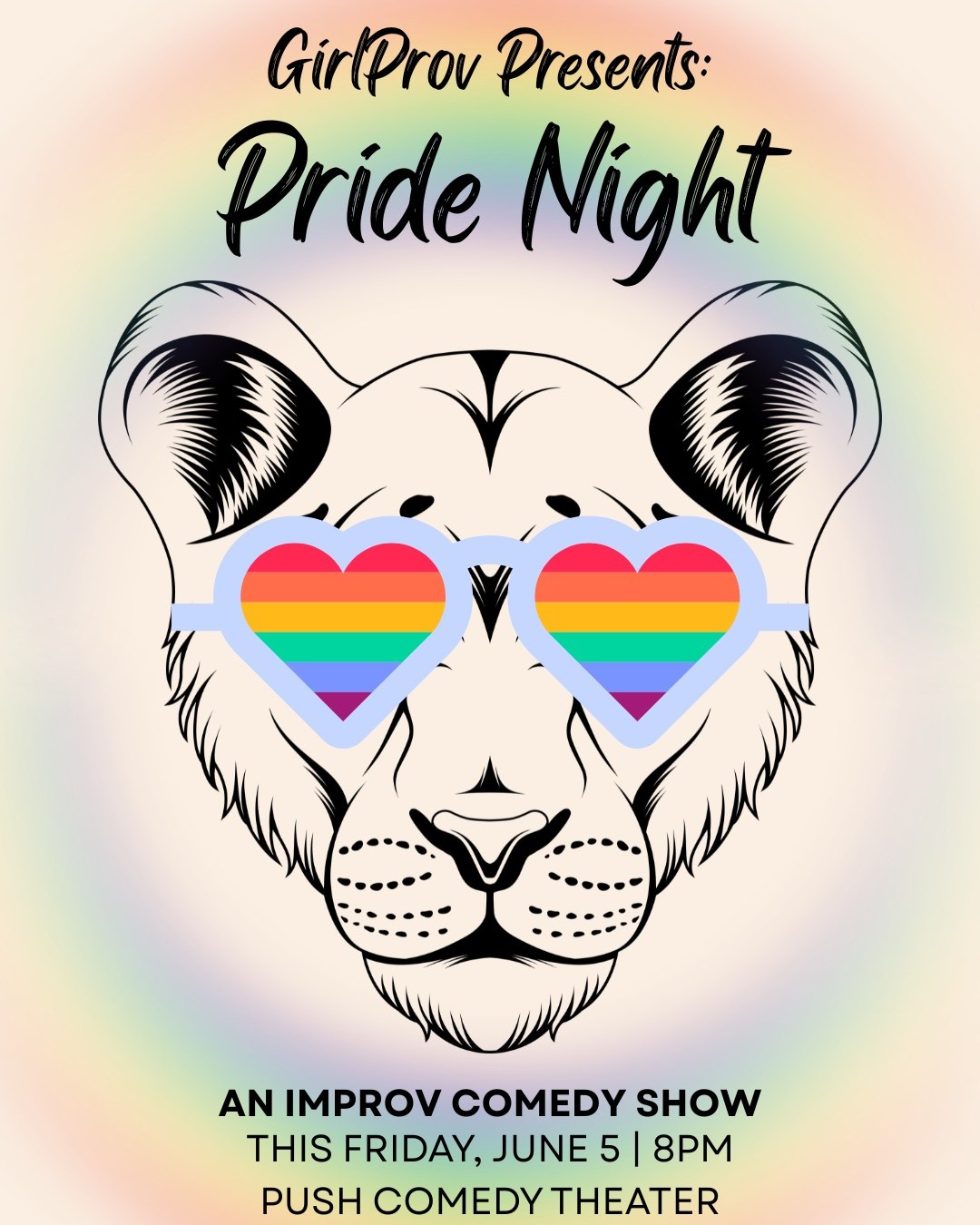 🦁🏳️🌈 PRIDE NIGHT 🏳️🌈🦁
Tonight, GirlProv celebrates Pride with an evening of queer joy, big laughs, and a a thriving pride of women.
Come see top-tier improv from a team that is, statistically speaking, pretty gay. Most of the team is currently celebrating Pride. The lions, as always, remain difficult to survey.
Join us for our annual celebration of gay, lion, and gay lion.
🌈🦁 Tickets are only $10! You can still get them at pushcomedtheater.com
#womenincomedy #pushcomedytheater #neonnfk #visitnorfolkva