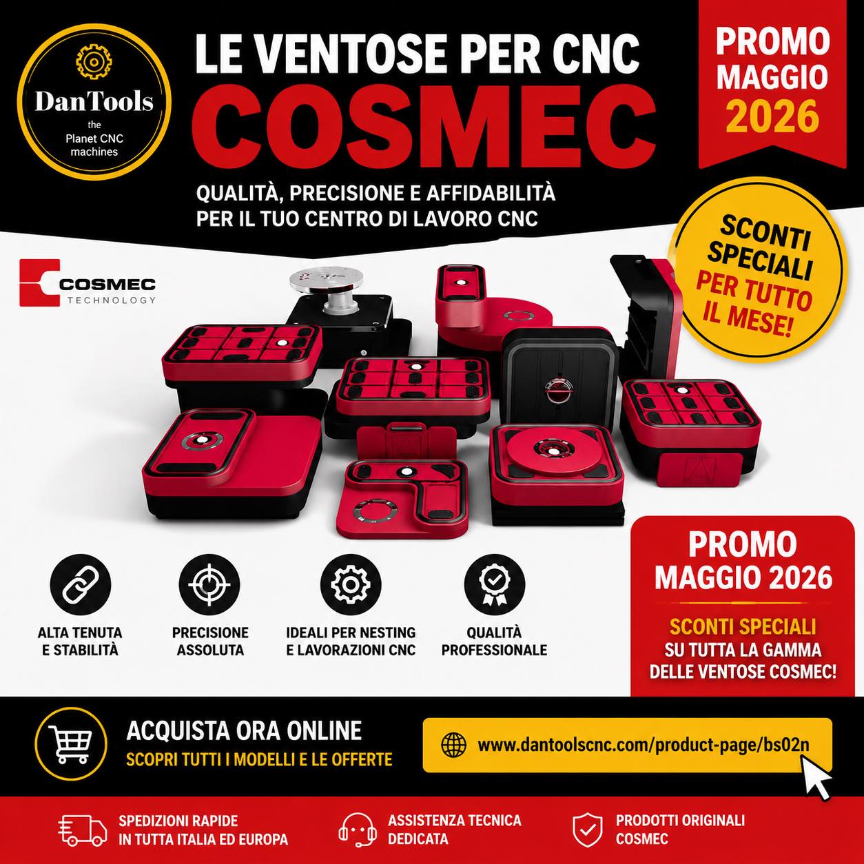 🔴 Massima stabilità e precisione per il tuo CNC Cosmec! 🔴
Se cerchi una tenuta impeccabile e lavorazioni senza compromessi, le nostre ventose a vuoto sono la risposta.
Scopri il Modello BS02N, progettato specificamente per garantire un grip assoluto e una stabilità totale sui pantografi Cosmec. Non rischiare imprecisioni o spostamenti del pezzo: la qualità del tuo lavoro parte sempre da un bloccaggio sicuro! ⚙️🪓
Perché scegliere i ricambi DanTools?
Tenuta Perfetta: Grip eccellente per evitare scarti e ottimizzare i tempi di lavorazione.
Alta Durabilità: Materiali resistenti pensati per i flussi di lavoro più intensi.
Affidabilità Garantita: Progettati per integrarsi perfettamente con il tuo macchinario.
Non lasciare che un bloccaggio inefficiente rallenti la tua produzione!
🛒 Acquista subito sul nostro store online:
🔗 https://www.dantoolscnc.com/product-page/bs02n
📩 Hai bisogno di assistenza o di altri ricambi?
✍️ Scrivici a: info@dantoolscnc.com
🌐 Visita il sito: www.dantoolscnc.com
DanTools di Tollin Daniele – The Planet of CNC Machines 🌍
#DanToolsCNC #Cosmec #CosmecCNC #VentoseVuoto #RicambiCNC #LavorazioneLegno #Falegnameria #VacuumPods #CNCWoodworking #ArtigianatoDigitale #cncwoodworking #artigianatodigitale #planetcncmachines