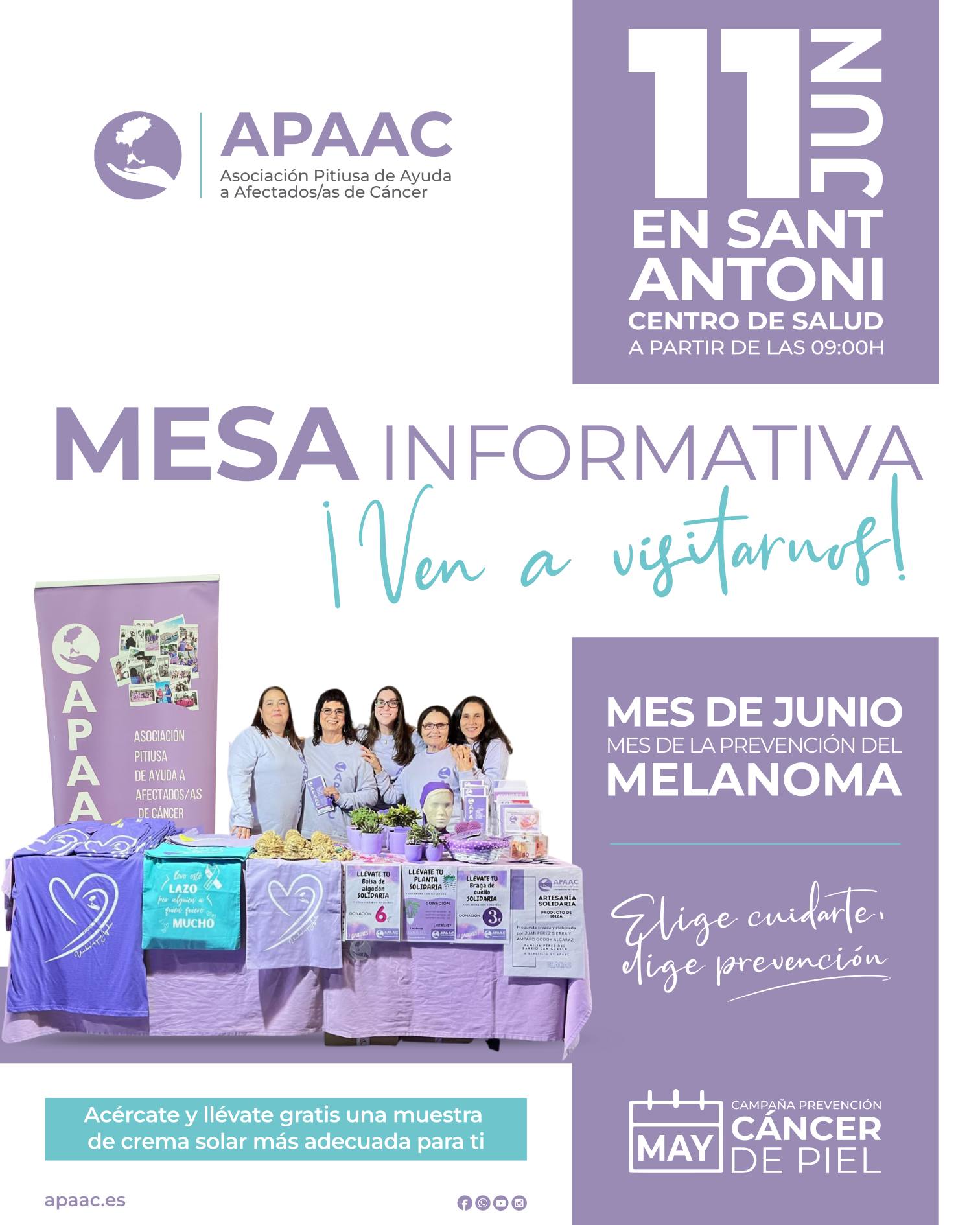 Pasa por nuestra mesa informativa, infórmate y llévate una muestra de crema solar