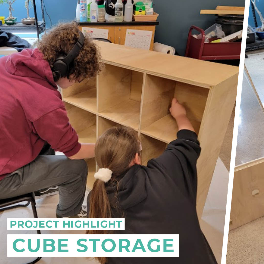 As we look back on this past school year, one project we're especially proud of was our partnership with @thumbsuphigh5k .
Students worked together to build custom cube storage units for @thumbsuphigh5k new Rogers location, creating a place for youth to store their shoes, backpacks, and personal belongings while participating in programs.