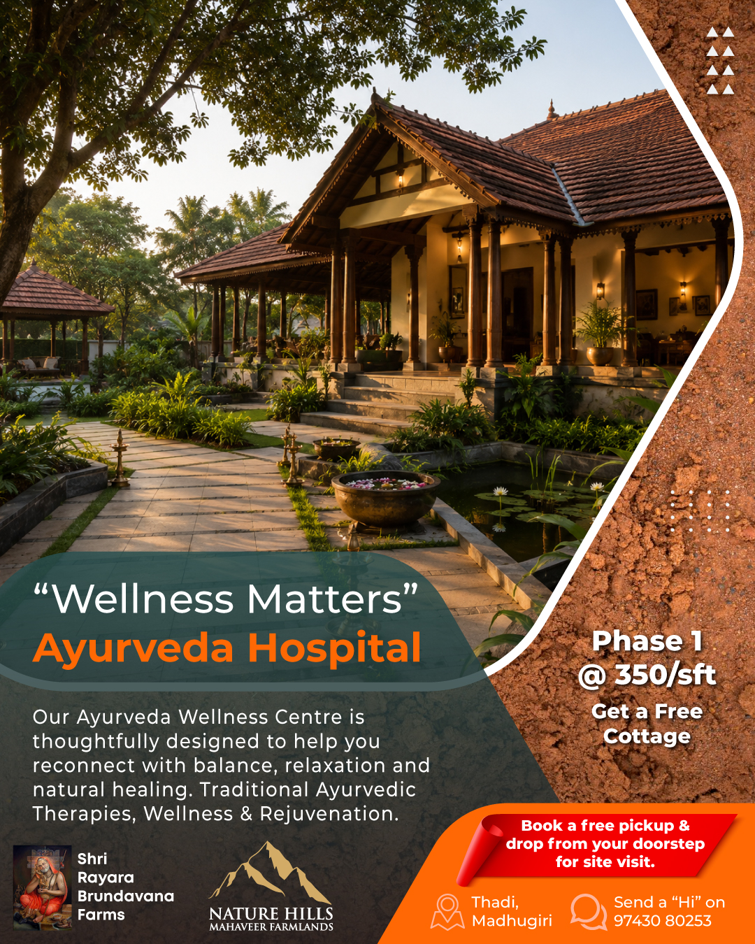🌿 Wellness Matters
In today's busy world, peace of mind is becoming the ultimate luxury.
Our Ayurveda Wellness Centre is thoughtfully designed to help you reconnect with balance, relaxation and natural healing.
🌿 Traditional Ayurvedic Therapies
🧘 Peaceful Natural Environment
💆 Wellness & Rejuvenation
🍃 Surrounded by Greenery
A place where weekends become refreshing and everyday life feels healthier.
📲 Send a Hi on 97430 80253
#NatureHillsMahaveerFarmlands #AyurvedaWellness #WellnessCentre #HealthyLiving #NatureRetreat #ManagedFarmlands #FarmhouseLifestyle #GreenLiving #LuxuryInNature #WeekendEscape