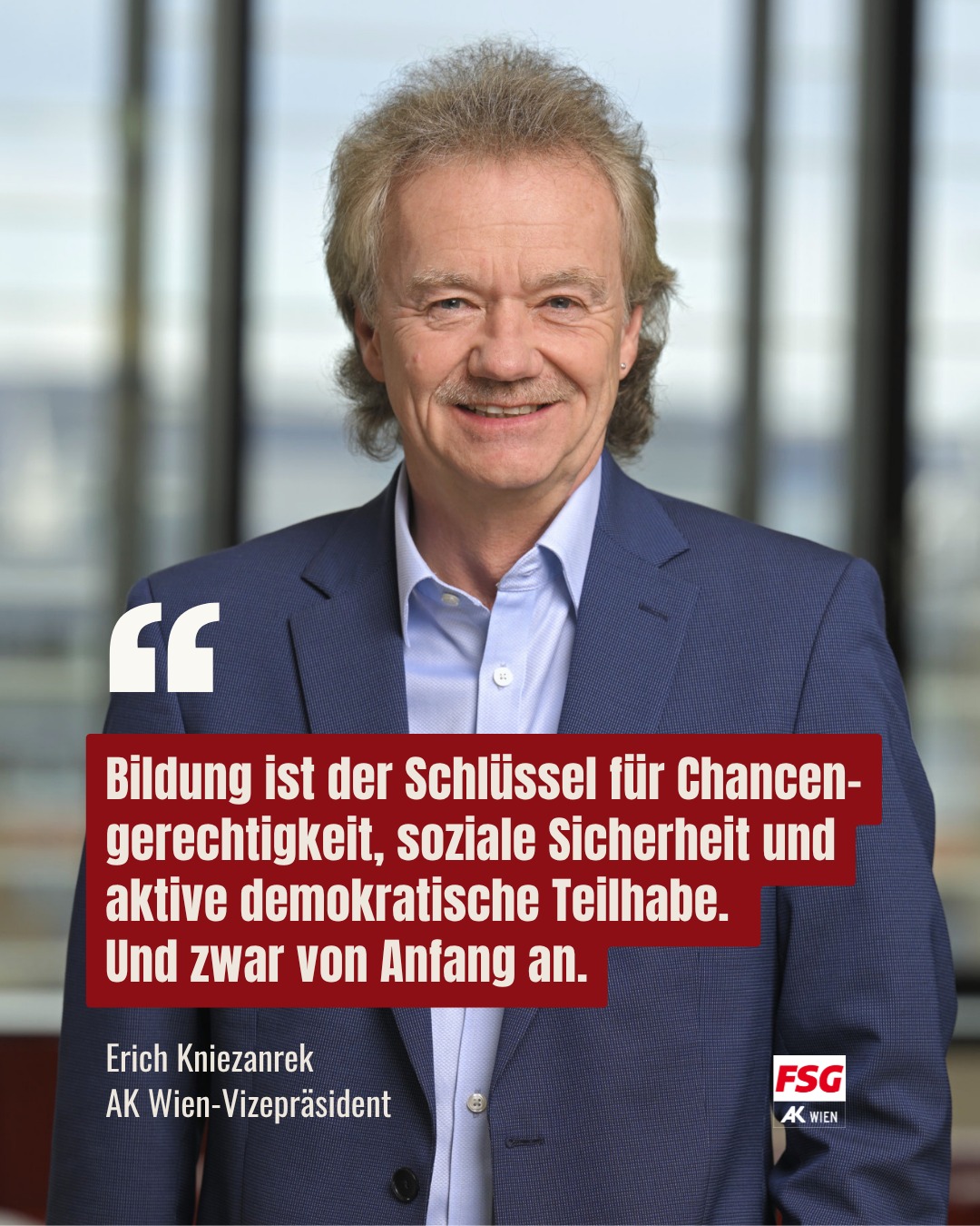 AK Wien-Vizepräsident Erich Kniezanrek bringt es auf den Punkt: Bildung darf kein Privileg sein. Sie entscheidet darüber, wer in unserer Gesellschaft mitreden, mitgestalten und mitbestimmen kann.
Bei unserer letzten Vollversammlung haben wir darüber diskutiert, wie wir dieses Versprechen einlösen – von der Elementarpädagogik bis zur Erwachsenenbildung: https://www.fsg-akwien.at/post/das-war-die-185-vollversammlung