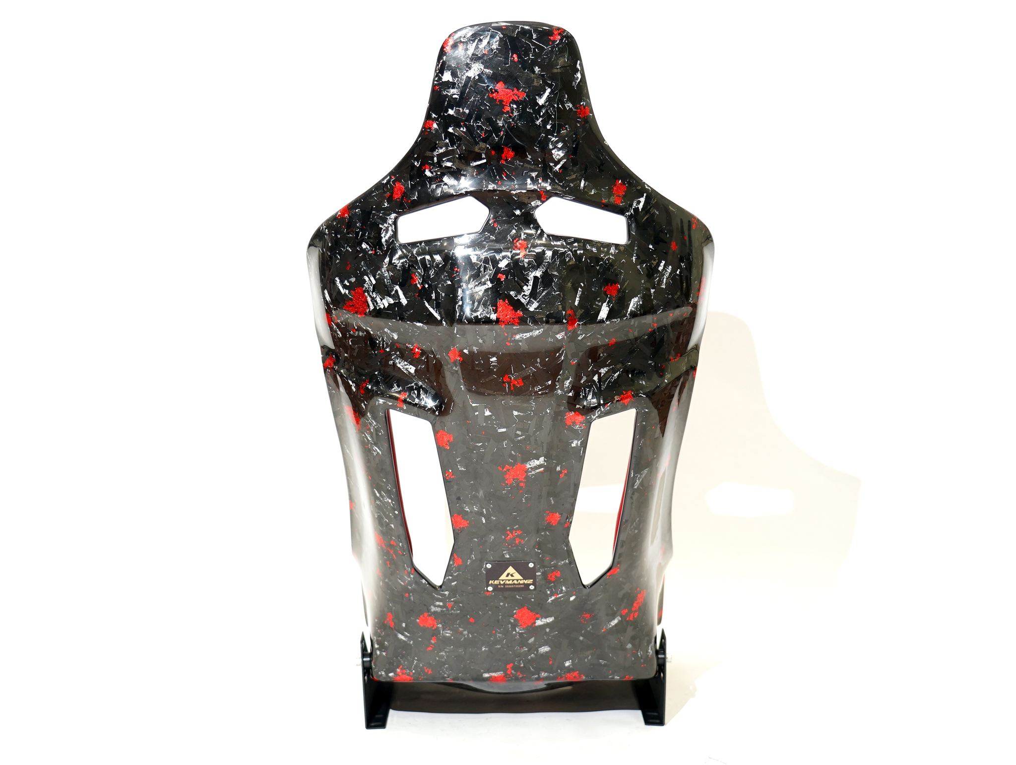 Forged CF + Red Flakes GT-Max seats with red leather padding, including plug&play rails and slider kit for Dodge Charger Hellcat 2021.