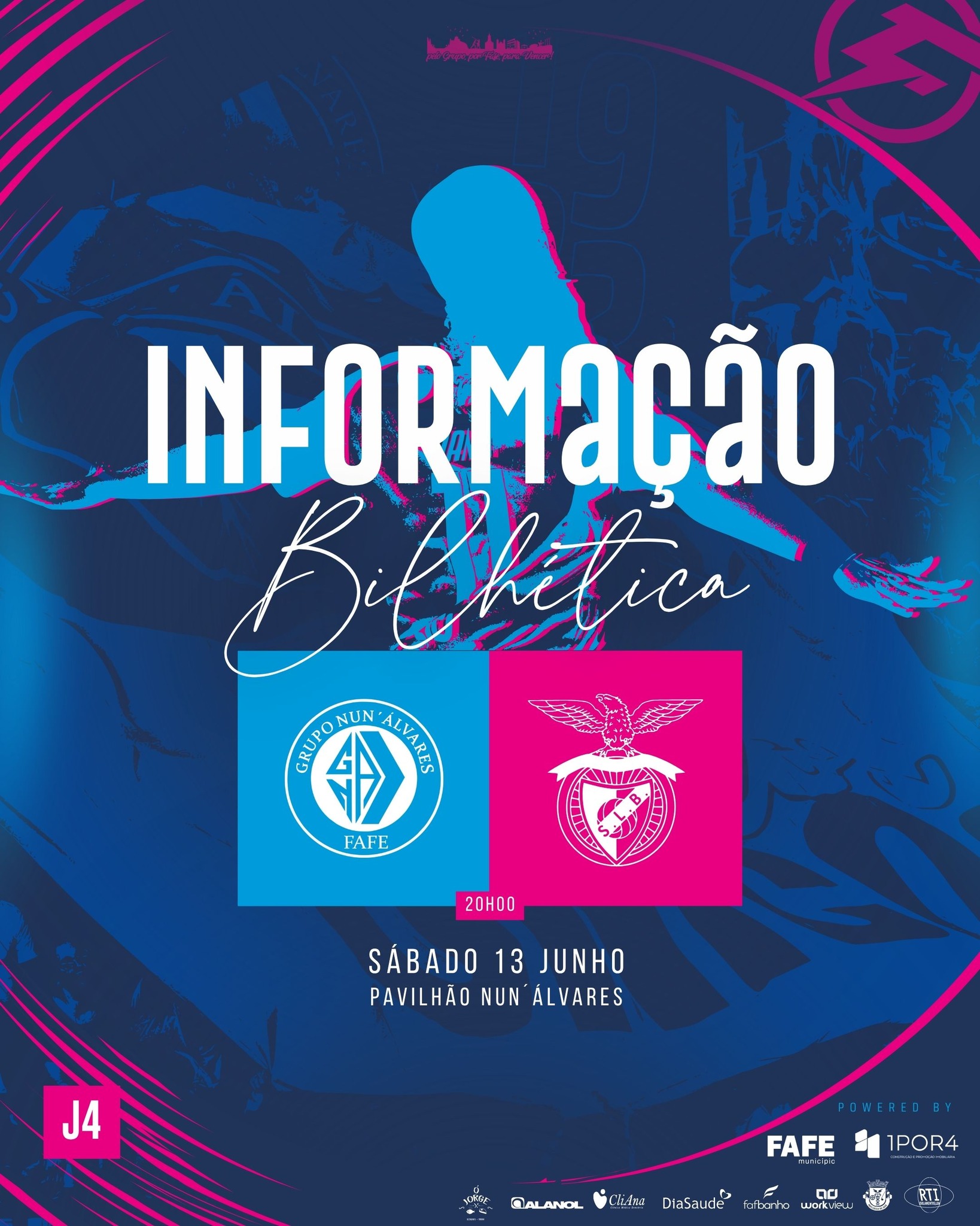 𝐈𝐍𝐅𝐎𝐑𝐌𝐀ÇÃ𝐎:
O GCR Nun´Álvares informa que o SL Benfica requisitou esta tarde a sua parte regulamentar dos ingressos (10% da lotação) para o jogo 4 dos Playoffs da Liga Placard Feminino.
Sendo assim, não estarão disponíveis qualquer ingresso nem na nossa bilheteira online, nem na bilheteira física para o sector visitante.
- Adeptos do SL Benfica somente poderão adquirir através do contato direto ao SL Benfica através da sua Linha Benfica.
- Adeptos do SL Benfica que adquiram ingressos para o sector “BANCADA CASA”, poderão ser impedidos de entrar no pavilhão.
- Crianças com idade igual ou inferior a 3 anos não será permitida a entrada.