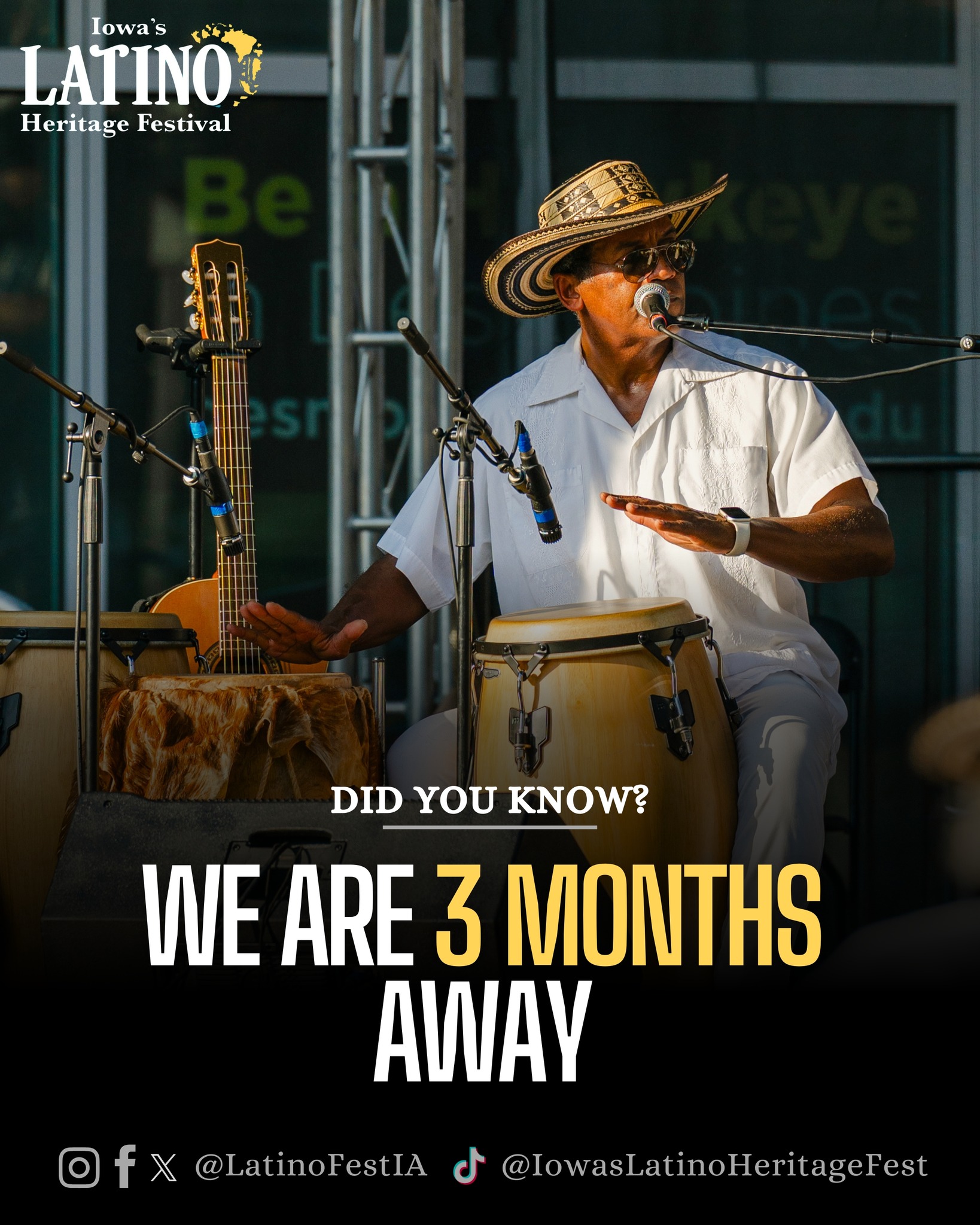 We are just 3 months away from the amazing Iowa's Latino Heritage Festival!
📆 Date:
Saturday, September 26 from 10 a.m. to 11 p.m.
Sunday, September 27 from 10 a.m. to 6 pm.
📍 Place:
Western Gateway Park in downtown Des Moines
🚗 FREE Parking:
Free parking is available courtesy of Nationwide at the Nationwide ramp at 1100 Walnut Street.
🎟️ Ticket price:
$5 for adults and FREE for children under 12
#IowaFestivals #FestivalLatino #DESMOINES #Iowa #DSM #local #hispanic #festival