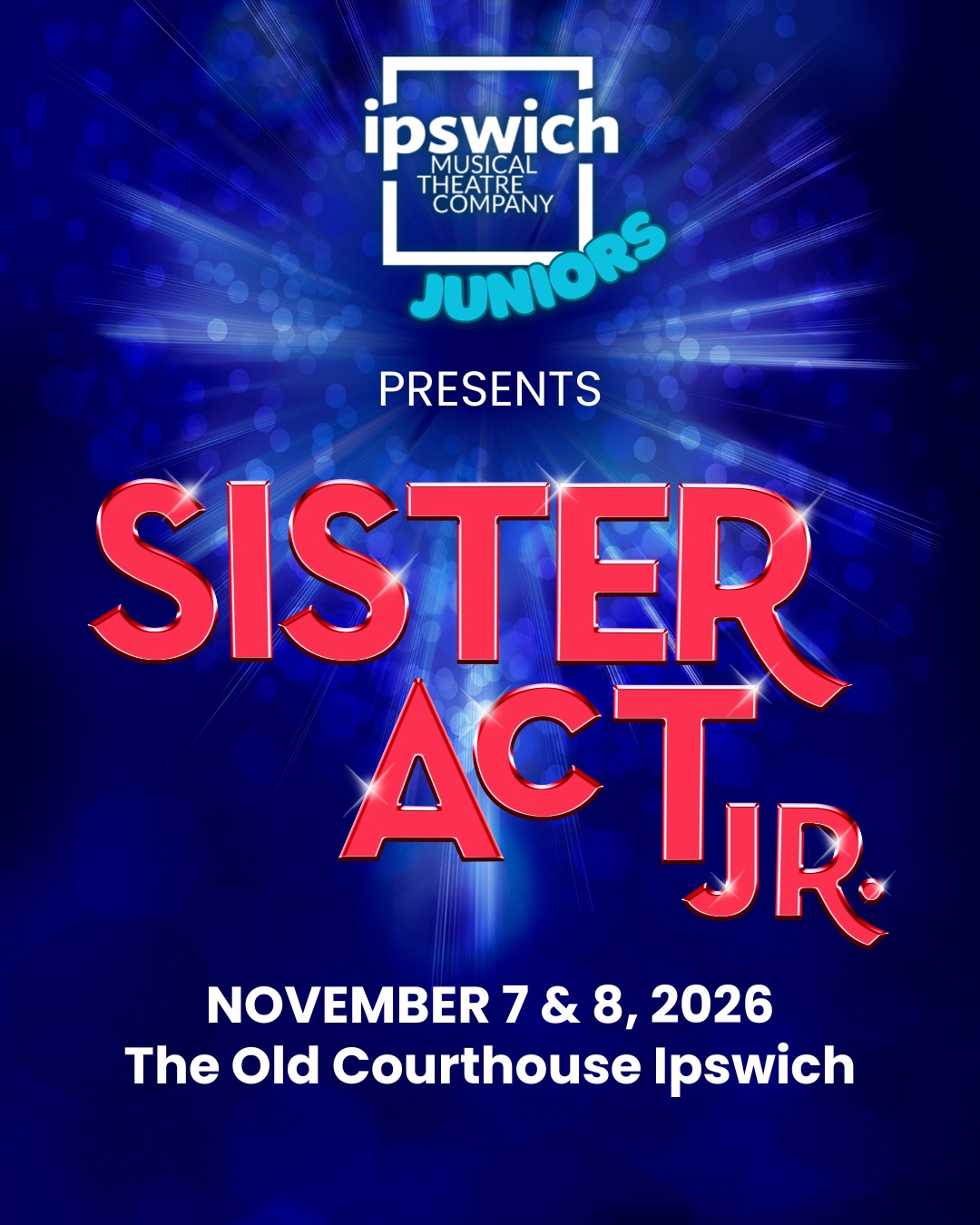 🎶 Heavenly news! 🎶
Ipswich Musical Theatre Company is thrilled to announce that Sister Act Jr. will be our IMTC Juniors production for 2026.
Join us at the Old Courthouse on 7 & 8 November as our talented young cast brings this uplifting musical to life with heart, humour and unforgettable songs.
We are excited to begin this journey and look forward to sharing more details with you soon.
#IMTCJuniors #SisterActJR #IpswichMusicalTheatreCompany