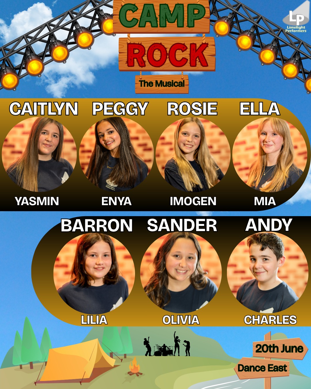 ⛺ MEET THE CAST OF CAMP ROCK! 🎸
Introducing...
✨ Yasmin as Caitlyn
✨ Enya as Peggy
✨ Imogen as Rosie
✨ Mia as Ella
✨ Lilia as Barron
✨ Olivia as Sander
✨ Charles as Andy
There's still time to get tickets! 🤩
🗓: 20th June 2026 (2pm & 7pm)
📍: @danceeast
🎟: link in bio!
📸 @bigfishphoto1
#CampRockJr #CampRock #CampRockMusical #LimelightPerformers #LimelightYoungPerformers #YouthTheatre #DanceEast #MusicalTheatre #IpswichEvents #SuffolkEvents #IpswichTheatre