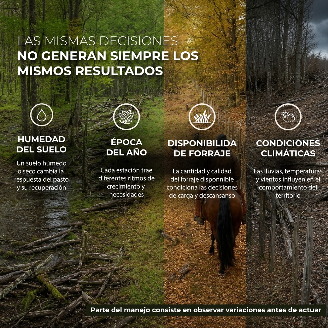 Las mismas decisiones no generan siempre los mismos resultados.
La humedad del suelo, la época del año, la disponibilidad de forraje y las condiciones climáticas modifican constantemente la respuesta del territorio, parte del manejo consiste en observar esas variaciones antes de actuar.
#UsoDelSuelo #ManejoDelTerritorio #Ganaderia #ManejoHolistico #CargaAnimal #SaludDelSuelo #CoberturaVegetal #SistemasProductivos #Agua #CicloDelAgua #Campo #ProduccionSustentable #MedioAmbiente #Regeneracion #Suelos
.
.
.
.
.
.
.
.
.
The same decisions do not always yield the same results. Soil moisture, the time of year, forage availability, and weather conditions constantly modify the land's response; part of management consists of observing these variations before taking action.
#LandUse #LandManagement #LivestockManagement #GrazingManagement #StockingRate #RotationalGrazing #SoilHealth #VegetationCover #ProductionSystems #Agroecology #SustainableAgriculture #Sustainability #NaturalResources #WaterCycle