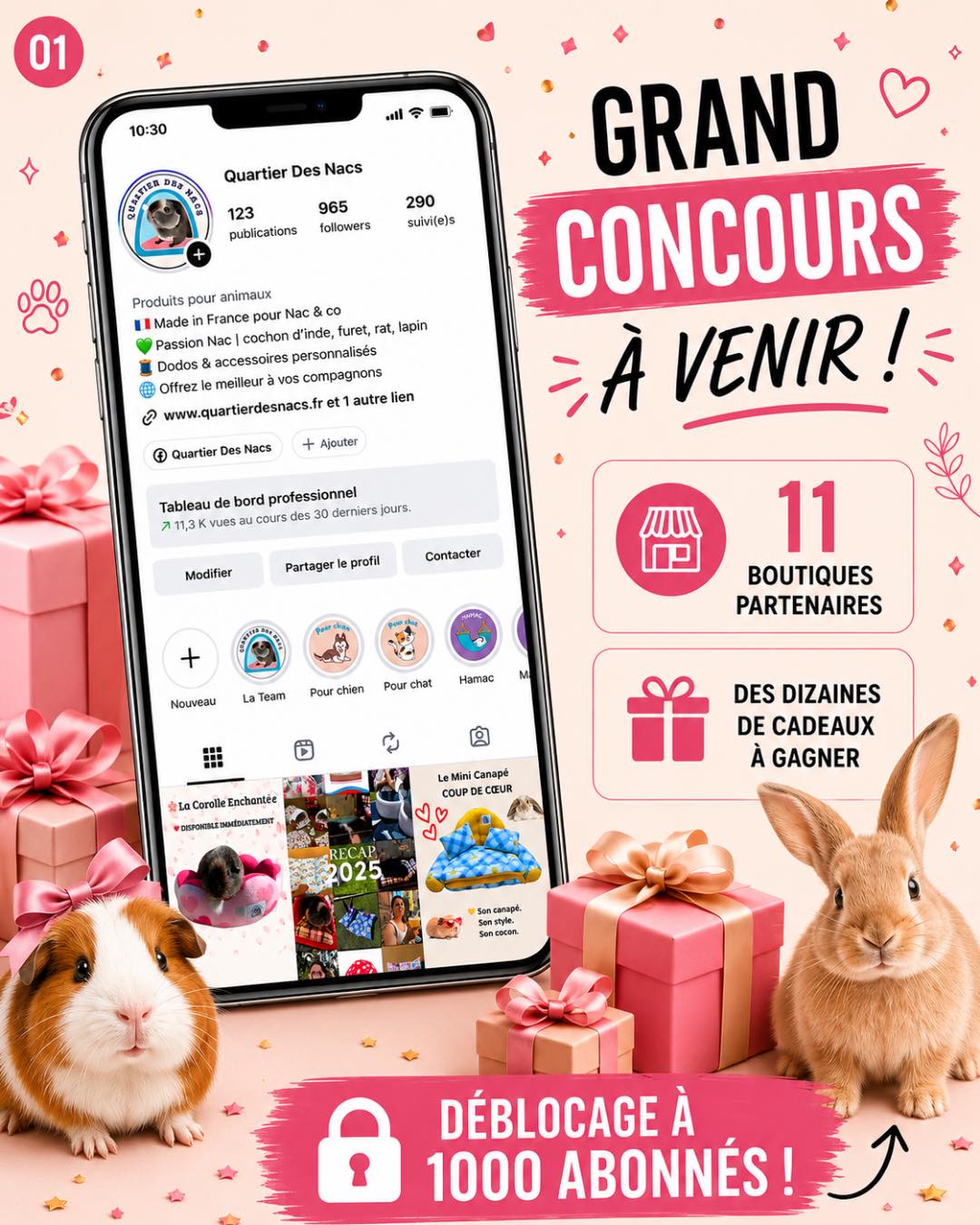 🚨 ATTENTION… CE POST POURRAIT BIEN VOUS FAIRE GAGNER UN DES PLUS GROS CONCOURS ANIMAUX DE CET ÉTÉ ! 🚨
Je ne devrais peut-être pas déjà vous révéler ça… 👀
Mais après plusieurs semaines de préparation, je peux enfin vous annoncer qu’un ÉNORME concours se prépare chez Quartier Des Nacs !
🎁 Plus de 15 lots à gagner
🎁 Des créations artisanales
🎁 Des cadeaux pour vos animaux
🎁 Des surprises pour leurs humains
🎁 Plus de 11 partenaires réunis pour vous gâter
Et ce n’est que le début…
Car si d’autres partenaires rejoignent l’aventure, le concours pourrait devenir encore plus incroyable. 🤫
Le seul obstacle entre vous et tous ces cadeaux ?
✨ Les 1000 abonnés ✨
Nous sommes actuellement à 965…
Autrement dit : il ne manque que 35 personnes pour débloquer officiellement le concours.
35 personnes.
C’est tout.
❤️ Les partenaires déjà présents :
• Nougat Box
• Unique Écrin
• Zoonac Shop
• NAC & Cie
• Ani’Maux
• Draw LisMe
• Hop Box
• O’My Bunny
• Évasion Mosaïque
• Les Carnets d’Ici
• Margerie Le Rat
Alors si vous voulez voir ce concours arriver plus vite :
🐹 Abonnez-vous à @quartier_des_nacs
🐰 Partagez ce post en story
🐭 Invitez un ami amoureux des animaux
🐾 Laissez un commentaire pour soutenir le projet
Chaque partage peut nous rapprocher du lancement.
Et croyez-moi…
Vous n’avez pas envie de manquer ce qui arrive. 🎁✨
💬 Dites-moi en commentaire : quel animal partagerait votre lot s’il gagnait ? #cochondinde #lapin #animauxdecompagnies #chiens #chat #chinchilla #bienetreanimal❤️ #concoursanimaux