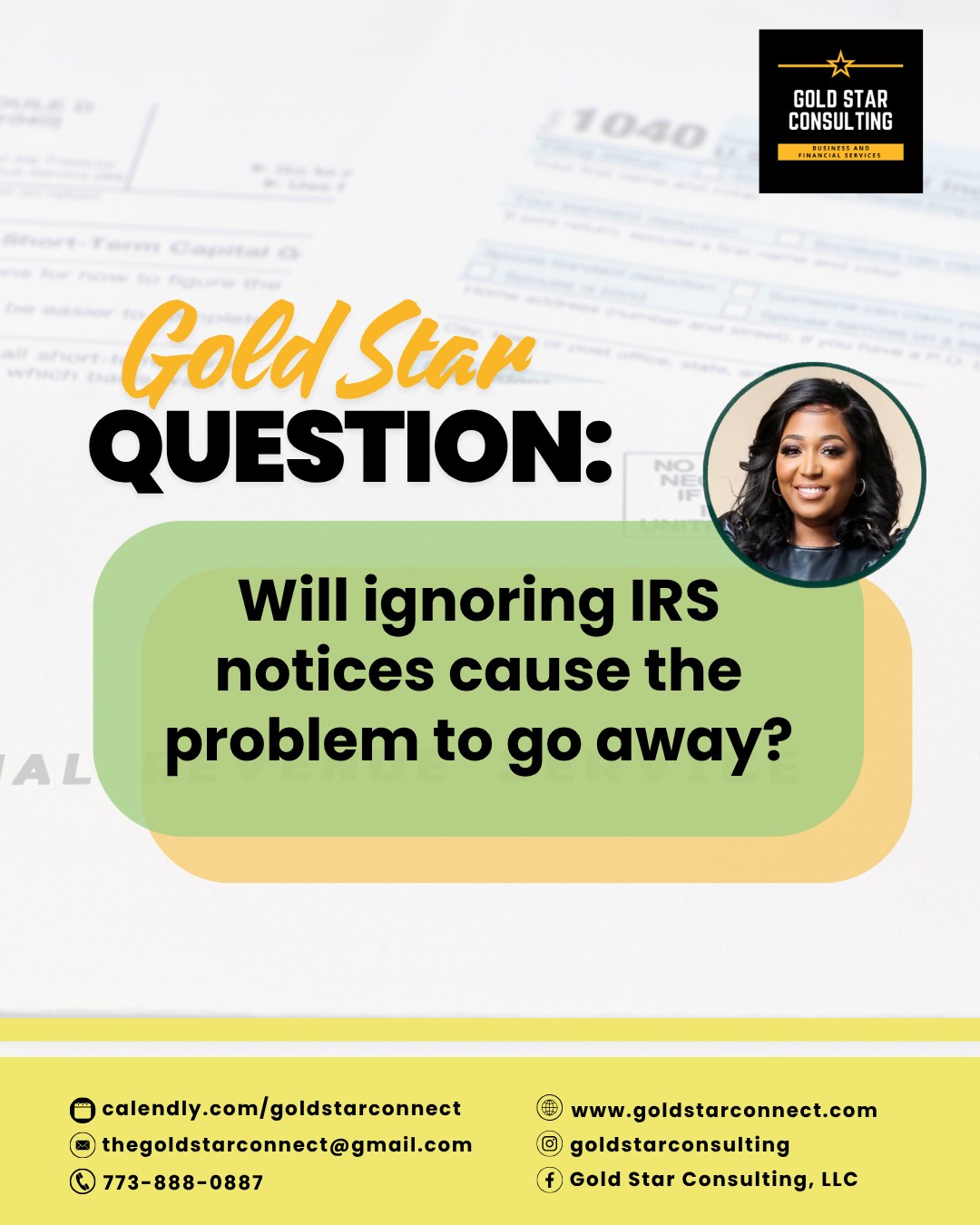 🚨 Gold Star Question of the Day 🚨
Will ignoring IRS notices make the problem go away?
The short answer: No. Ignoring IRS letters can often lead to additional penalties, interest, collection actions, and missed opportunities to resolve the issue on favorable terms.
📬 If you've received an IRS notice, don't panic—but don't ignore it either. Understanding what the notice means and taking timely action can make a significant difference in the outcome.
Have you ever received an IRS notice and felt unsure about what it means or how to respond?
Let us help you review your options and create a plan to move forward with confidence.
Drop your questions below👇 Or schedule your appointment today to talk with us.
#AskGoldStar #TaxHelp #IRSNotices #TaxResolution #FinancialServices #SmallBusinessTaxes #TaxProblems #IRSHelp #TaxSeason #TaxSupport #GoldStarConsultingChicago