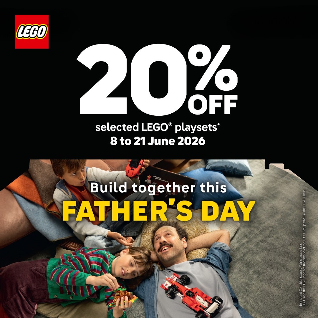 More to build, more to discover! Enjoy exciting LEGO® rewards and Father’s Day deals at LEGO® Certified Store, Box of Bricks.
🧱 Now till stocks run out
𝐅𝐑𝐄𝐄 𝟒𝟎𝟖𝟗𝟑 𝐆𝐫𝐨𝐧𝐝 with purchase of 11377 Minas Tirith™.
🗓️ 8-21 June 2026
Enjoy 𝟐𝟎% 𝐨𝐟𝐟 selected LEGO® playsets for Father's Day*.
#LEGOMY #BoxofBricksMY