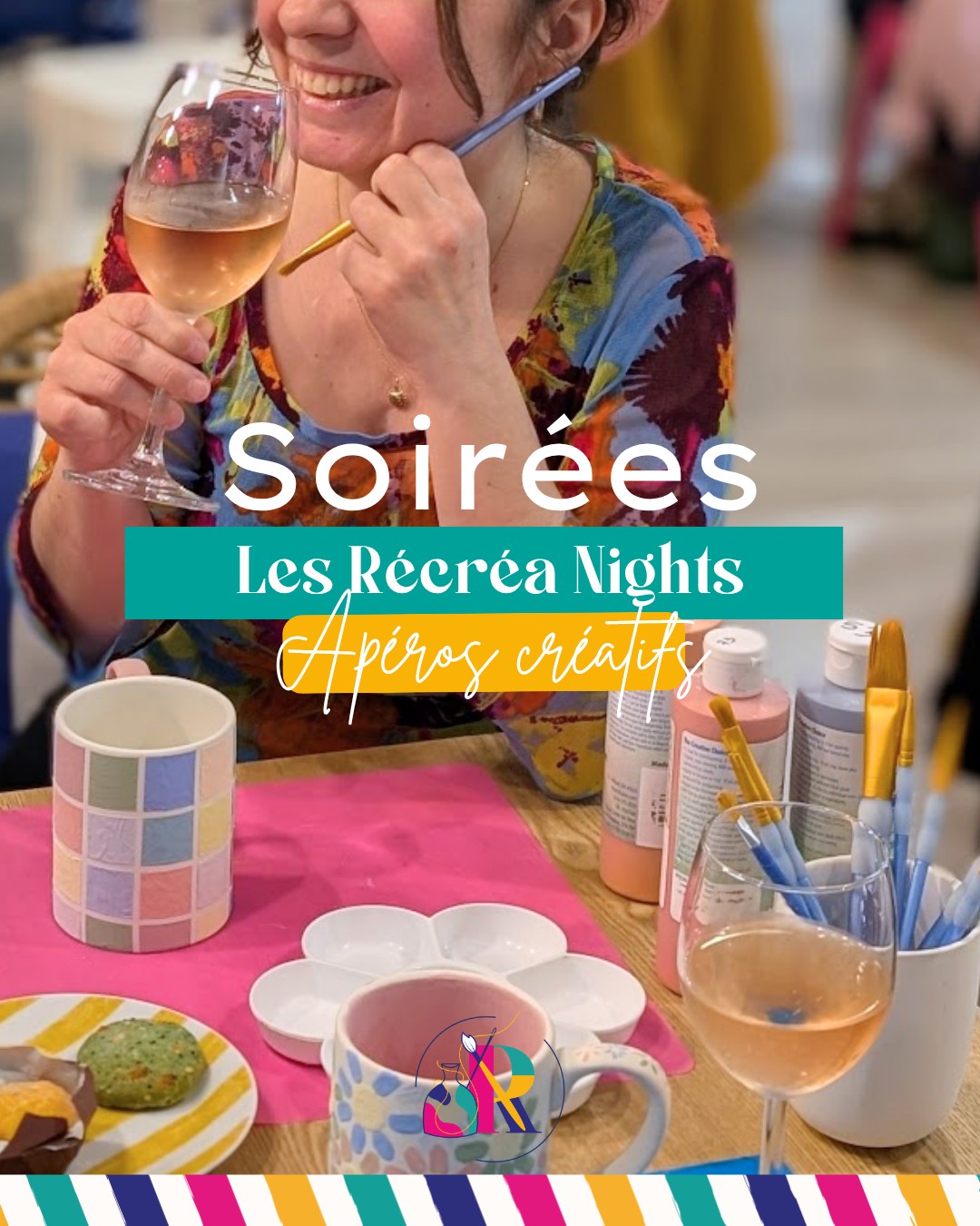 ✨Les Récréa Nights✨
Parce qu'une soirée créative, c'est encore mieux lorsqu'elle se partage autour d'un verre et d'une planche gourmande ! Nous avons imaginé un nouveau rendez-vous pour déconnecter du quotidien et passer un bon moment !
Le concept est simple :
🍷 Un verre inclus
🧀 Une planche gourmande
🎨 Une activité créative
💕 Une ambiance conviviale
2h30, 39€, on s'occupe de tout, tu dois juste choisir l'activité que tu veux faire en fonction des dates : 🎨 Peinture sur céramique, 🌸 Aquarelle, ✨ Bijoux charms.
Tu veux venir entre ami(e)s, en couple ou en solo ?
Réserve ta place dès maintenant pour passer un bel été ! Les premières dates sont disponibles dès juillet, si le concept vous plaît on ajoutera des dates dès la rentrée !
#AtelierCreatif #SortieEntreCopines #AfterworkCreatif #PeintureCeramique #Aquarelle #BijouxCharms #PeintureSurToile #ActiviteTours