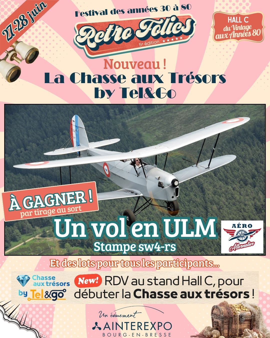 🗺️✨ Cette année, Retro Folies vous embarque dans une aventure totalement inédite…
Préparez-vous à explorer le festival autrement avec 𝙡𝙖 𝙂𝙧𝙖𝙣𝙙𝙚 𝘾𝙝𝙖𝙨𝙨𝙚 𝙖𝙪𝙭 𝙏𝙧𝙚́𝙨𝙤𝙧 𝙍𝙚𝙩𝙧𝙤 𝙁𝙤𝙡𝙞𝙚𝙨 imaginée en partenariat avec @telgo.telecom 🔥
Le concept ?
Un livret de chasse
Des missions secrètes
Des stands à explorer et des tampons à récupérer
🕵️♂️ Pendant votre parcours, chaque exposant vous ouvrira les portes de son univers à travers des défis, questions, énigmes et expériences insolites.
L’occasion parfaite de découvrir les coulisses du festival, rencontrer les passionnés qui le font vivre… et peut-être de percer quelques secrets bien gardés ❤️
🎯 Environ 12 stands à découvrir
🎁 Des goodies pour tous les participants
✈️ Un tirage au sort exceptionnel le dimanche à 15h pour gagner… un vol en ULM avec Aeroalternative @laurent.pscheniska !
Plus qu’une animation, c’est une véritable aventure immersive qui vous attend pendant tout le week-end ⚡🔍
📍 À vivre pendant les Retro Folies à Ainterexpo, Bourg-en-Bresse
#RetroFolies #ChasseAuTresor #Aventure #FestivalRetro #ExperienceImmersive #VintageVibes #BourgenBresse #Animation #JeuGrandeurNature #Mystere #ULM