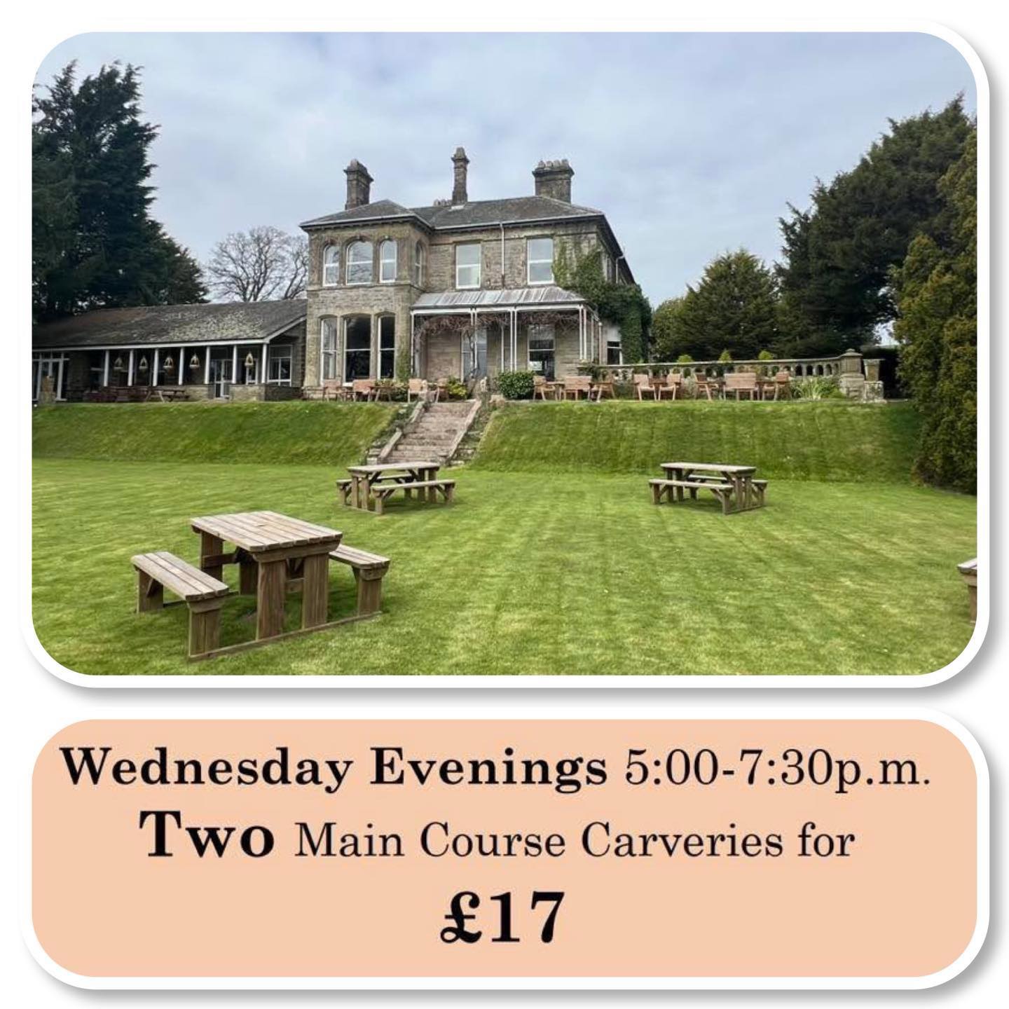Wednesday Evenings 5:00-7:30 p.m.
Two Main Course Carveries for
£17
Child’s main for £4.50
01900 824400
#carvery #wednesday #broughtoncraggshotel
