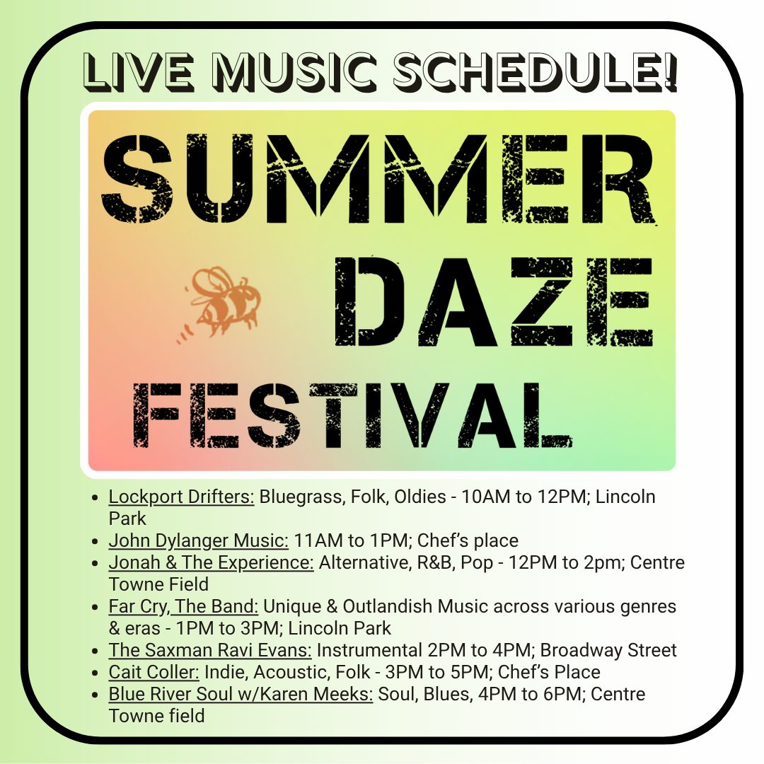 ☀️🎶 Get Ready for Summer Daze Festival! 🎶☀️
Mark your calendars for **Friday, June 20th** and join TIME for a full day of live music, community fun, and summer vibes at the Summer Daze Festival!
From bluegrass and folk to soul, blues, indie, pop, and more, our live music lineup has something for everyone. Enjoy performances throughout the day at locations across downtown, including Lincoln Park, Chef's Place, Centre Towne Field, and Broadway Street.
🎸 Featured performers include:
🎵 Lockport Drifters
🎵 John Dylanger Music
🎵 Jonah & The Experience
🎵 Far Cry, The Band
🎵 The Saxman Ravi Evans
🎵 Cait Coller
🎵 Blue River Soul featuring Karen Meeks
Bring your friends, grab a lawn chair, and spend the day enjoying great music, local attractions, and everything that makes summer in our community special!
#SummerDazeFestival #MiltonPA #LiveMusic #SupportLocalMusic #CommunityEvent #SummerFun #DowntownMilton #VisitMiltonPA #CentralPAEvents #FestivalSeason #FamilyFun #LocalArtists #MusicLovers #ExplorePA