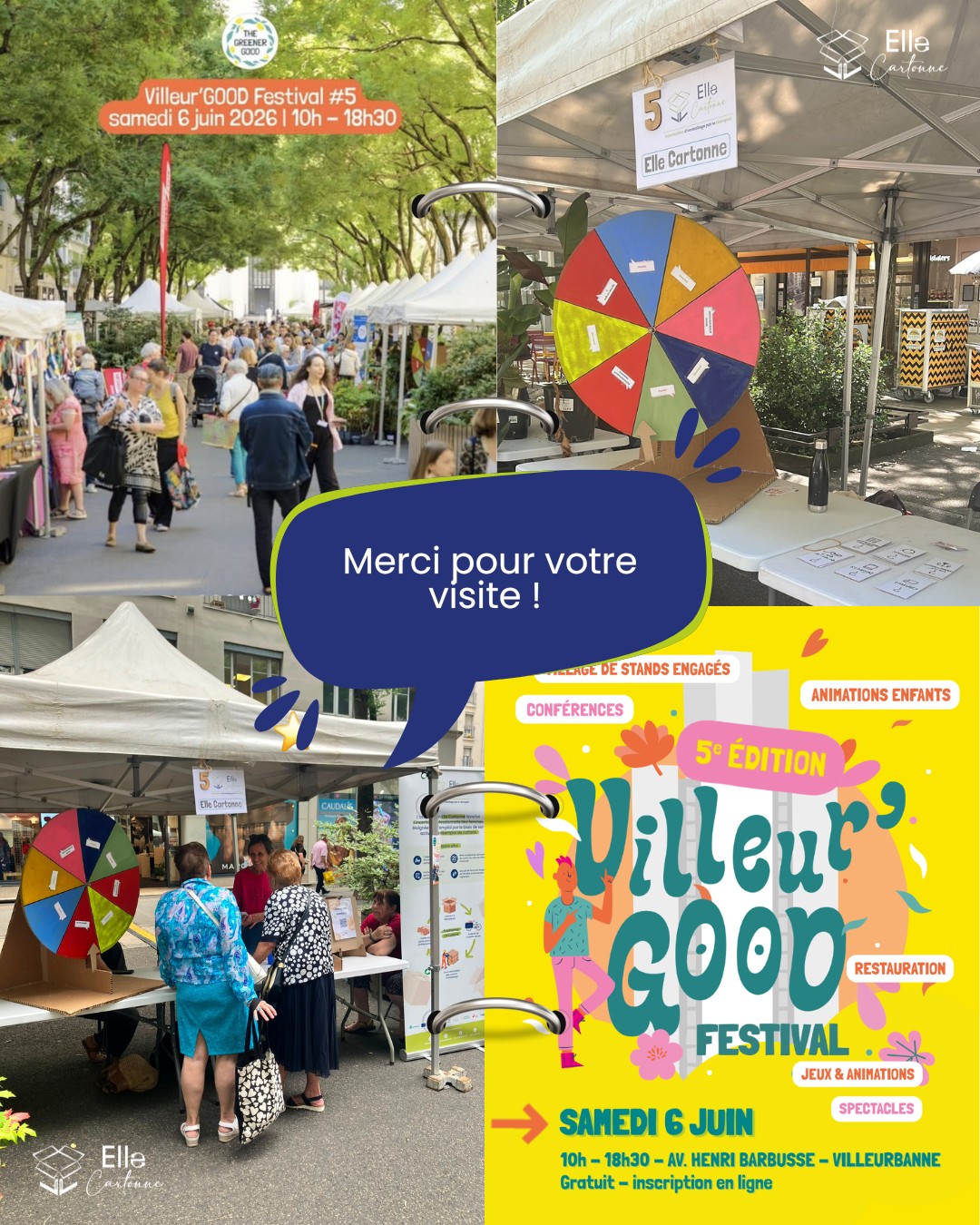 Un GRAND merci d'être venu.es si nombreuses au festival Villeur'GOOD pour découvrir les initiatives éco-reponsables proches de chez vous !
Vous étiez 2 000 ce jour là 🤯
Nous avons pris un grand plaisir à vous présenter notre association, nos valeurs et surtout vous expliquer comment nous agissons quotidiennement pour le réemploi et l'insertion professionnelle des femmes.
Petits et grands ont pu tester leur connaissance autour de notre roue du réemploi ! Prendre conscience de son impact, de ses possibilités d'actions de façon ludique, voilà ce que nous proposions samedi dernier.
Nous souhaitons également remercier toute l'équipe du @the_greener_good qui nous a organisé un festival aux petits oignons et surtout la team présente sur place pour son accompagnement.
A l'année prochaine !