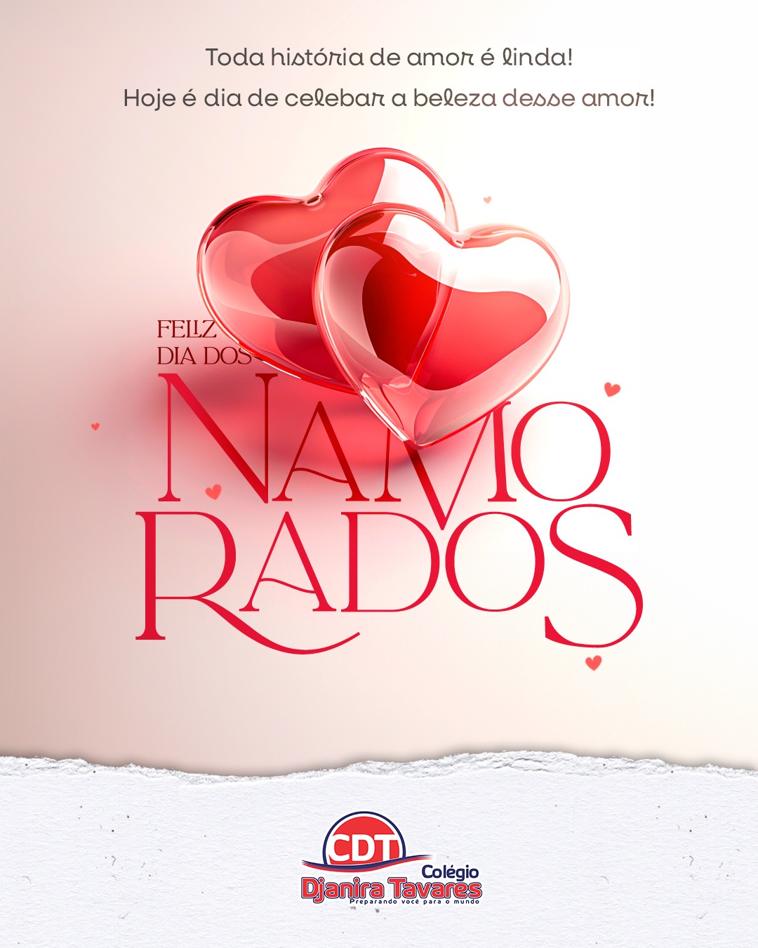 hoje celebramos o amor em sua forma mais pura: o carinho, a amizade, o respeito e os gestos que aquecem o coração. 🥰
Que nunca faltem abraços, sorrisos e atitudes gentis para tornar o mundo mais bonito e cheio de amor!
Feliz Dia dos Namorados! ❤️✨