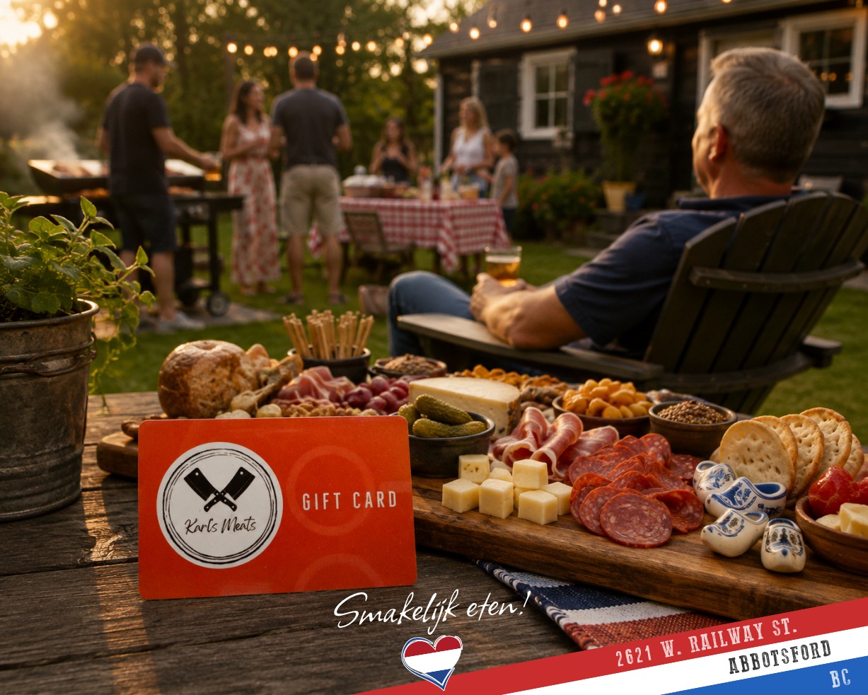 👔🔥 FATHER’S DAY IS JUST AROUND THE CORNER! 🔥👔
Let’s face it… Dad has enough socks, ties, and coffee mugs.
What Dad really wants is good food, great company, and maybe a chance to stand proudly beside the BBQ pretending he invented grilling. 😎
Whether he’s the king of the backyard barbecue, a charcuterie board connoisseur, or simply a man who appreciates quality meats and cheeses, Karl’s Meats has plenty of Father’s Day gift ideas.
🎁 A Karl’s Meats Gift Card lets Dad choose exactly what he’s craving.
🥩 A premium cut of beef is always a winning choice for the grill master.
🧀 A loaded charcuterie board is perfect for family gatherings and summer entertaining.
🍔 And of course, our ready-made burgers make it easy to fire up the BBQ and enjoy a Father’s Day feast without the fuss.
Father’s Day is coming up fast, so stop by the shop and let us help you find something delicious for the Dad in your life.
After all, the way to a father’s heart isn’t through another necktie… it’s through his stomach. 😉
Smakelijk eten! 😋
— The Karl’s Meats Team 💪
📍 Karl’s Meats
2621 W. Railway St, Abbotsford, BC
📞 (604) 859-9011
#KarlsMeats #FathersDay #BBQSeason #CharcuterieBoard #GiftCard #PremiumBeef #BurgerNight #AbbotsfordBC #SupportLocal #DutchDeli #FraserValley #SmakelijkEten