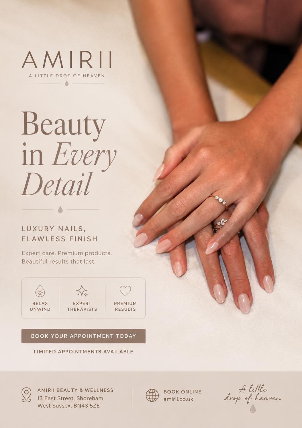Look at these ✨perfect✨ nails, our client has had an Amirii Express Manicure topped with a gorgeous soft frosted pink Gel for a classic manicured finish, simply beautiful.
✨ book your hand treatments with us today
✨ Manicures, Russian Mani, Gel Polish, Builder, ProPress Tips, Japanese Mani, Scrubs + Massage + Mask treatments
✨www.amirii.co.uk ➡️ online bookings