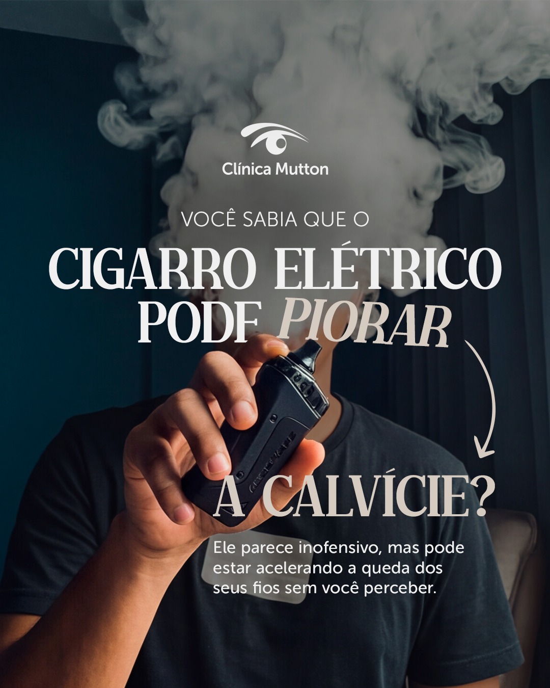 O saborzinho de frutas tropicais esconde mais problemas do que você imagina!
O cigarro eletrônico também pode estar acelerando a queda do seu cabelo.
As substâncias presentes no "vape" comprometem a circulação no couro cabeludo e enfraquecem os folículos, o que piora quadros de calvície ou queda capilar.
Se você já percebe sinais no espelho ou nas fotos, esse é o momento de agir (e de parar de fumar).
Agende sua avaliação e cuide da saúde dos seus fios com quem entende do assunto.