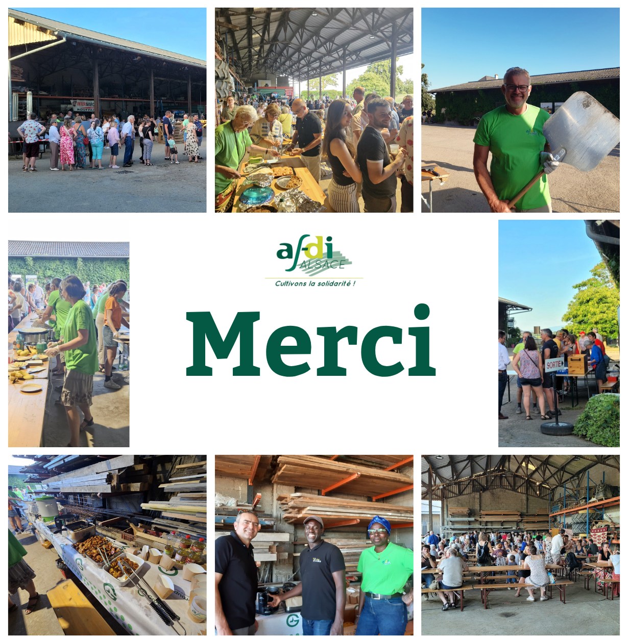 ✨ Retour sur l’Afterwork Solidaire à la ferme✨
Les membres d’Afdi Alsace ont été ravis de voir une telle mobilisation et une si belle participation lors de cet afterwork! 💃
Un immense merci à tous les participants d’être venus partager ce moment convivial avec nous, et à la vingtaine de bénévoles qui se sont mobilisés avec énergie et engagement
Nous remercions également chaleureusement ceux qui ont apporté leur soutien à Afdi Alsace pour l'Afterwork: @fermeisner et la famille Isner, Alsace Lait , Alain Hanser d'Obergheim, Intermarché Rouffach, La ferme des Schalandos , la Ferme ROLLI 🥳