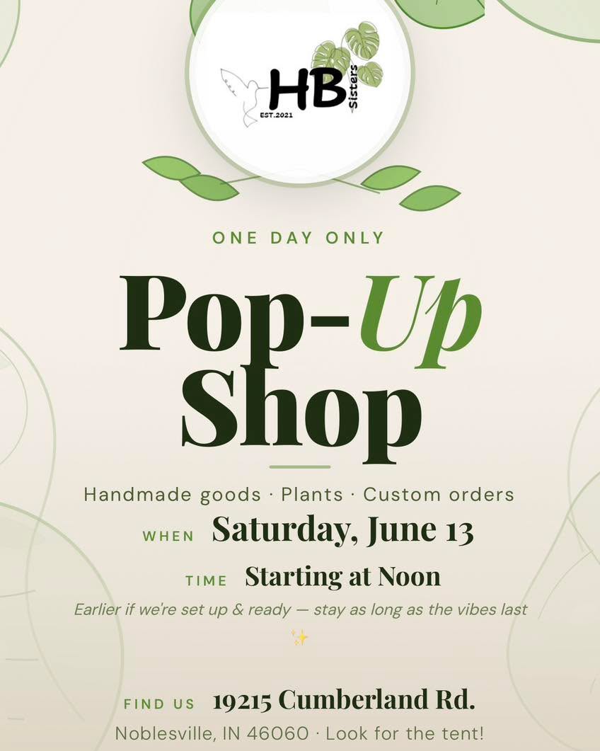 πΏβ¨ TOMORROW IS THE BIG DAY! β¨πΏ
Our very first roadside pop-up is FINALLY here and we are so excited! Come find us tomorrow at 19215 Cumberland Rd. in Noblesville starting at noon (possibly earlier if weβre ready π)
Browse handmade goods, plants, plant care products, and one-of-a-kind pieces made with love! π If this goes well, this is just the beginning of many warm weather pop-ups to come!
π 19215 Cumberland Rd., Noblesville, IN 46060
ποΈ Tomorrow, Saturday June 13
π Noon or earlier!
π Canβt make it? Shop or request a custom order at hbsisters.com
Tag someone who needs to stop by! π±
#HBSisters #NoblesvilleIndiana #PopUpShop #HandmadeGoods #ShopLocal #IndianaArtisans #PlantLover #ShopSmall