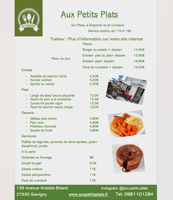 Menu du jour Jeudi 11 juin.